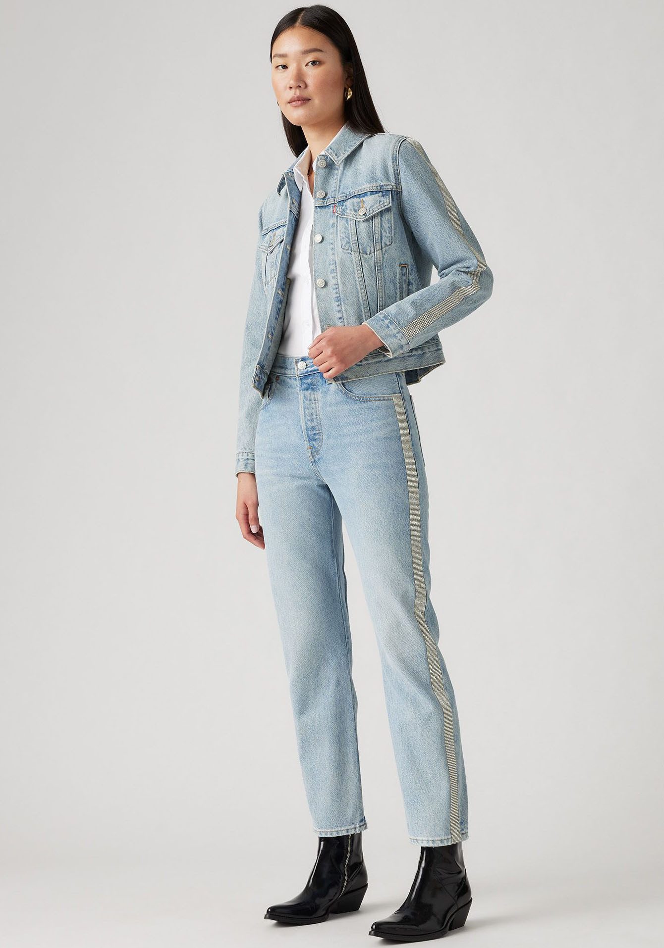 Levi's 7 8 jeans 501 CROP met glinsterende details aan de zijnaad