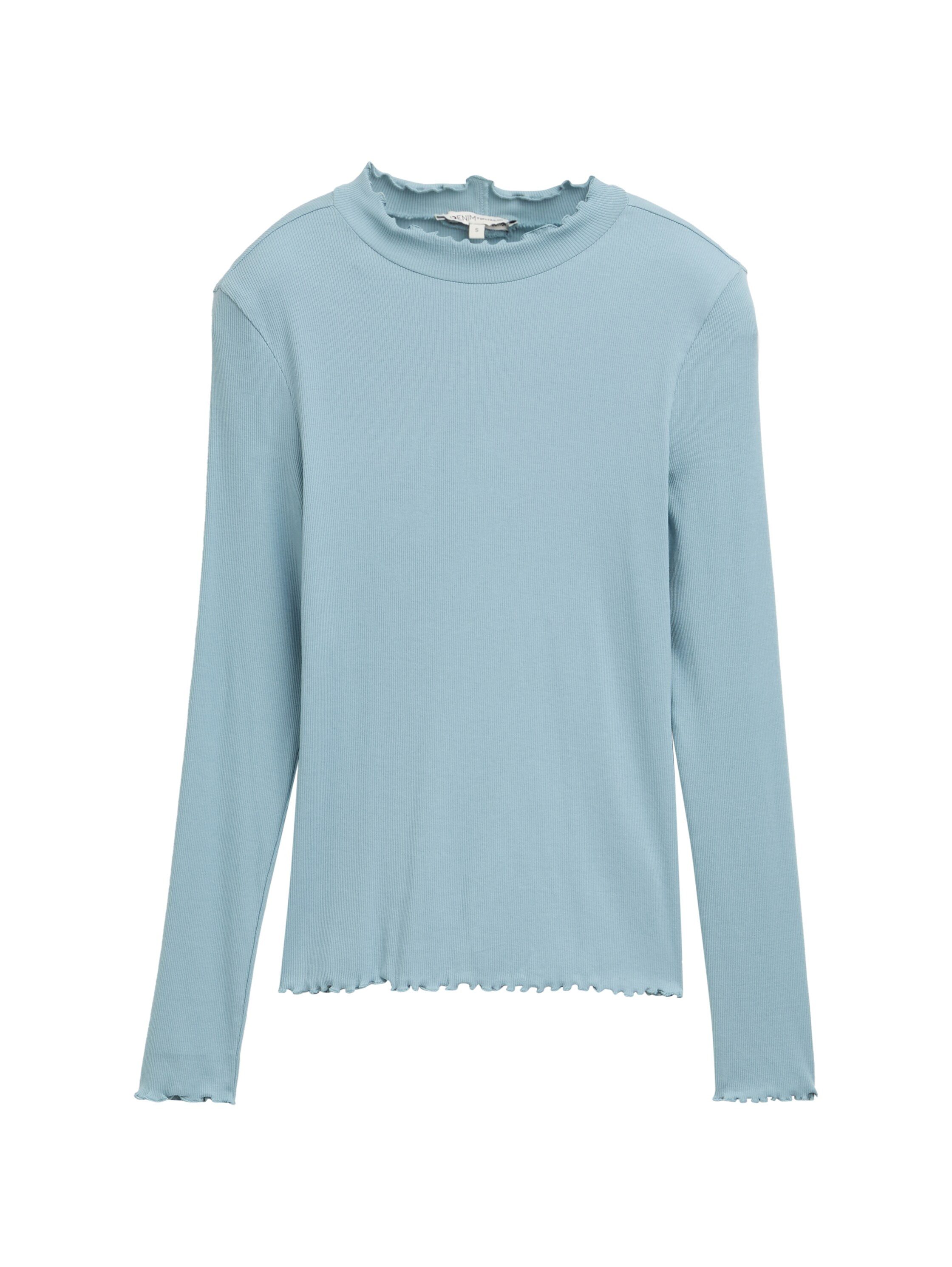 Tom Tailor Denim Shirt met lange mouwen met golvende zoom