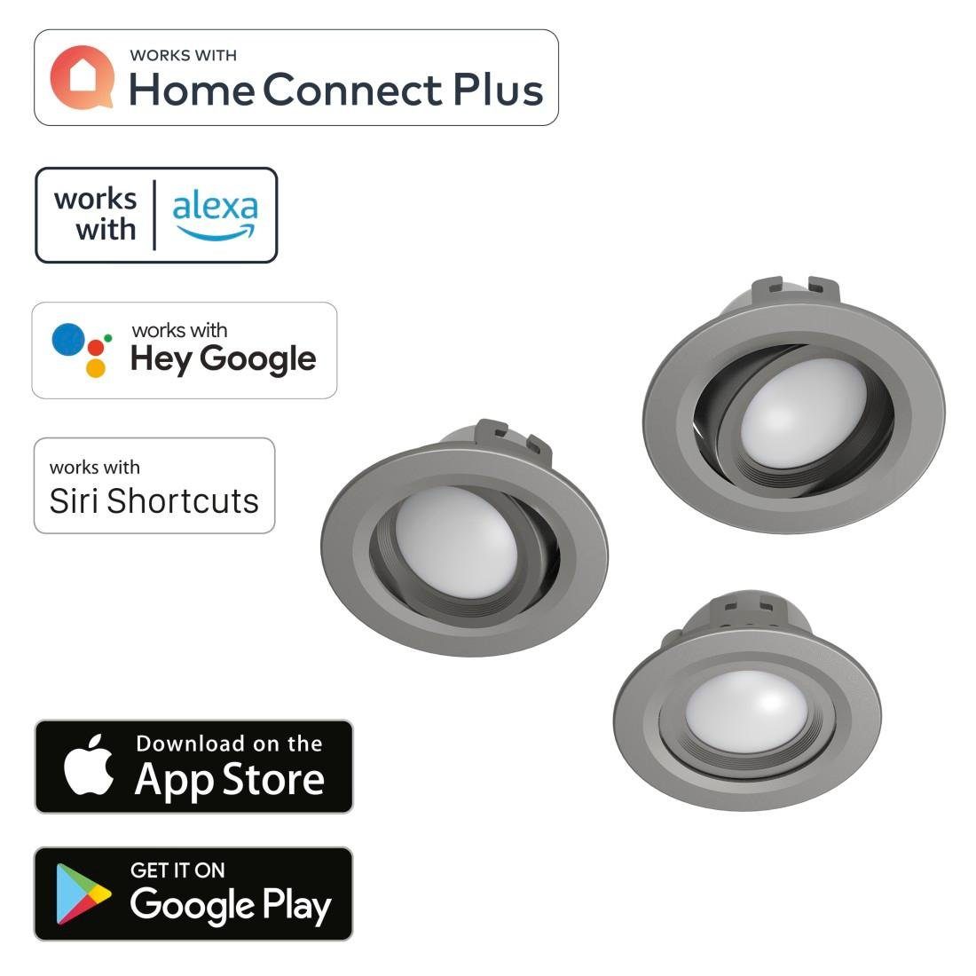 Hama Slimme ledlamp Wifi led inbouwspot, 5W, spraakbesturing, app-besturing, verstelbaar