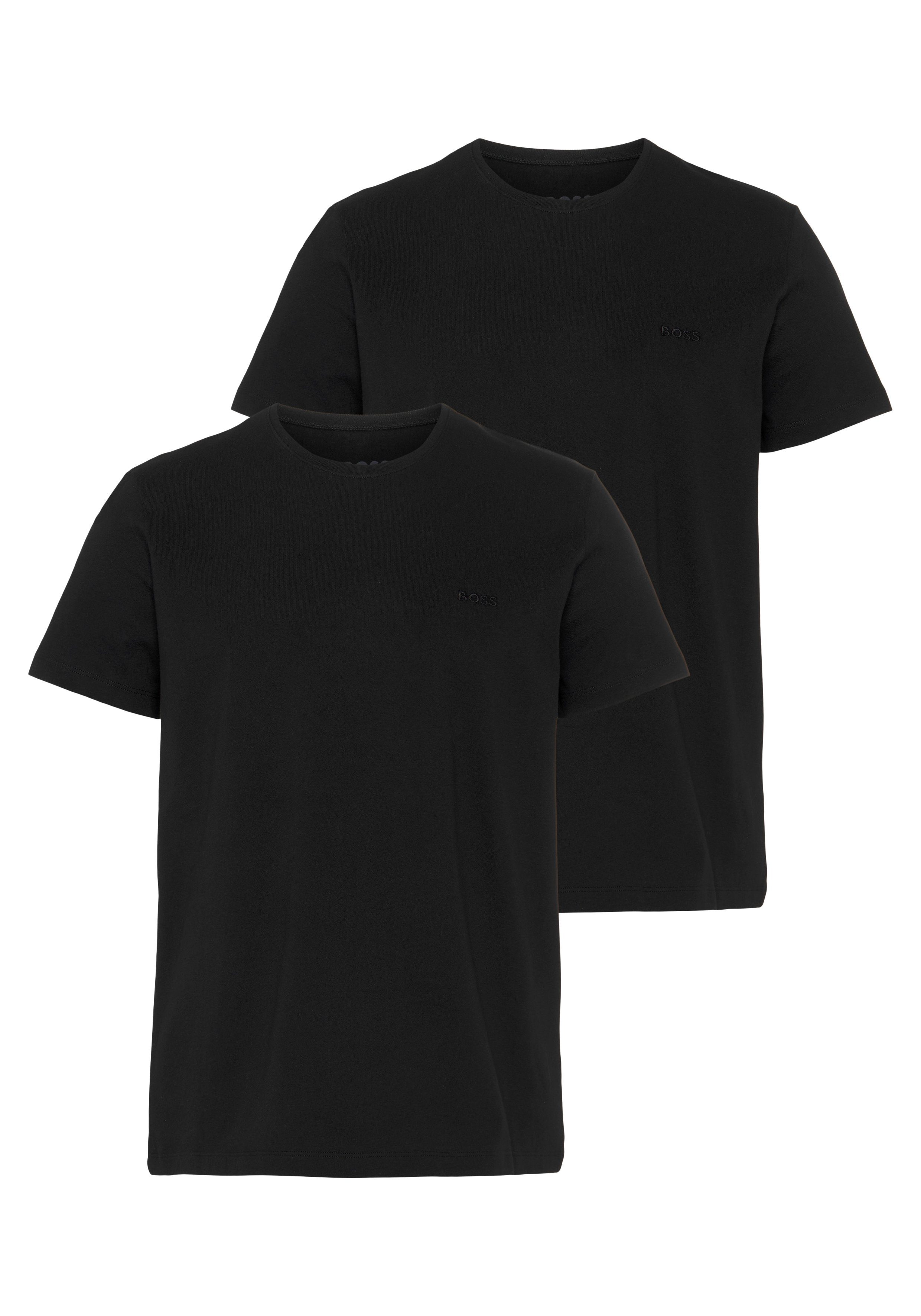 BOSS Shirt met ronde hals TShirtRN 2P Comfort met ton-in-ton boss logo-opdruk (2-delig, Set van 2)