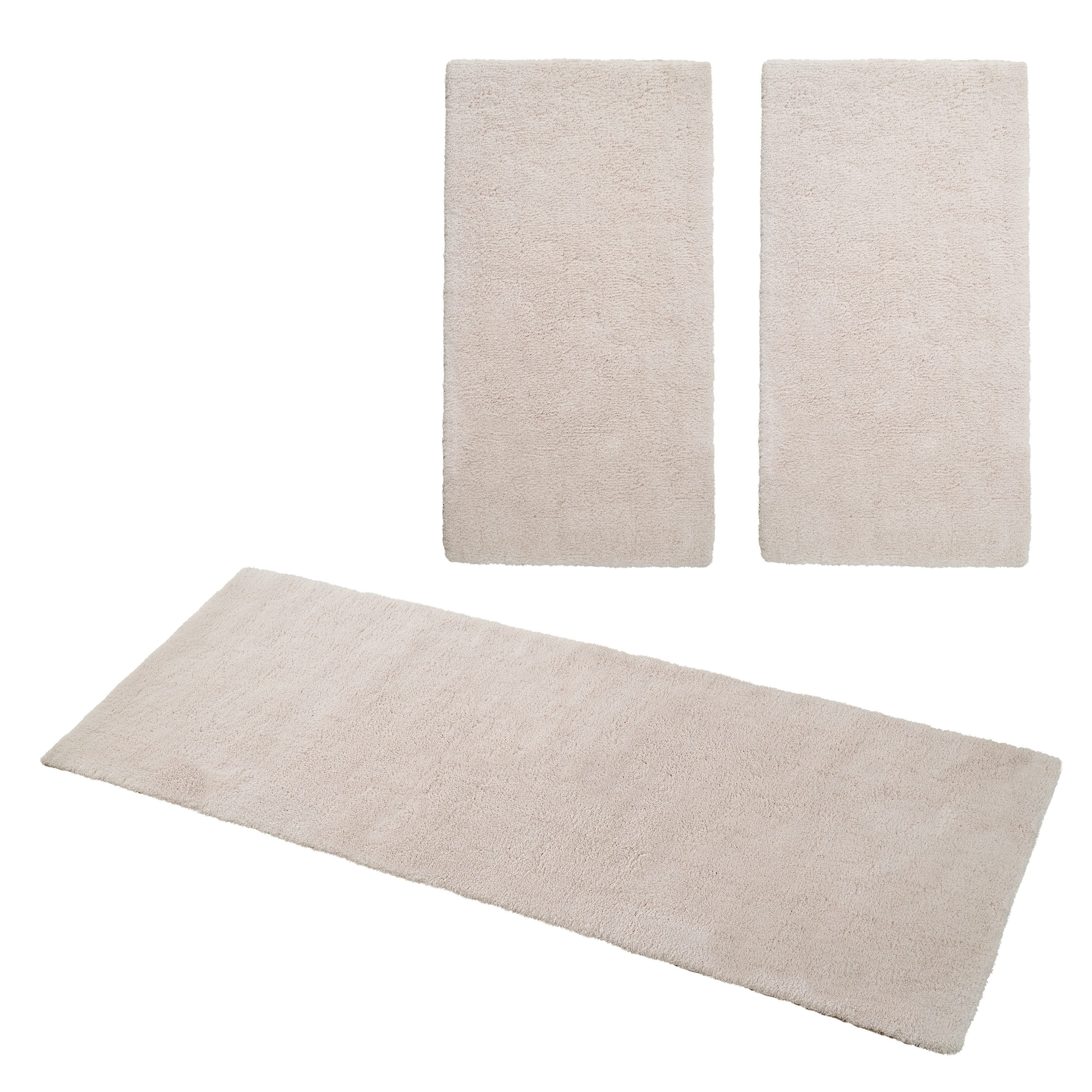 my home Set slaapkamerkleedjes met hoge pool Microvezeltapijt Magong, bijzonder zacht, zeer fijne pool uni, unikleurig slaapkamerkleed, loperset,