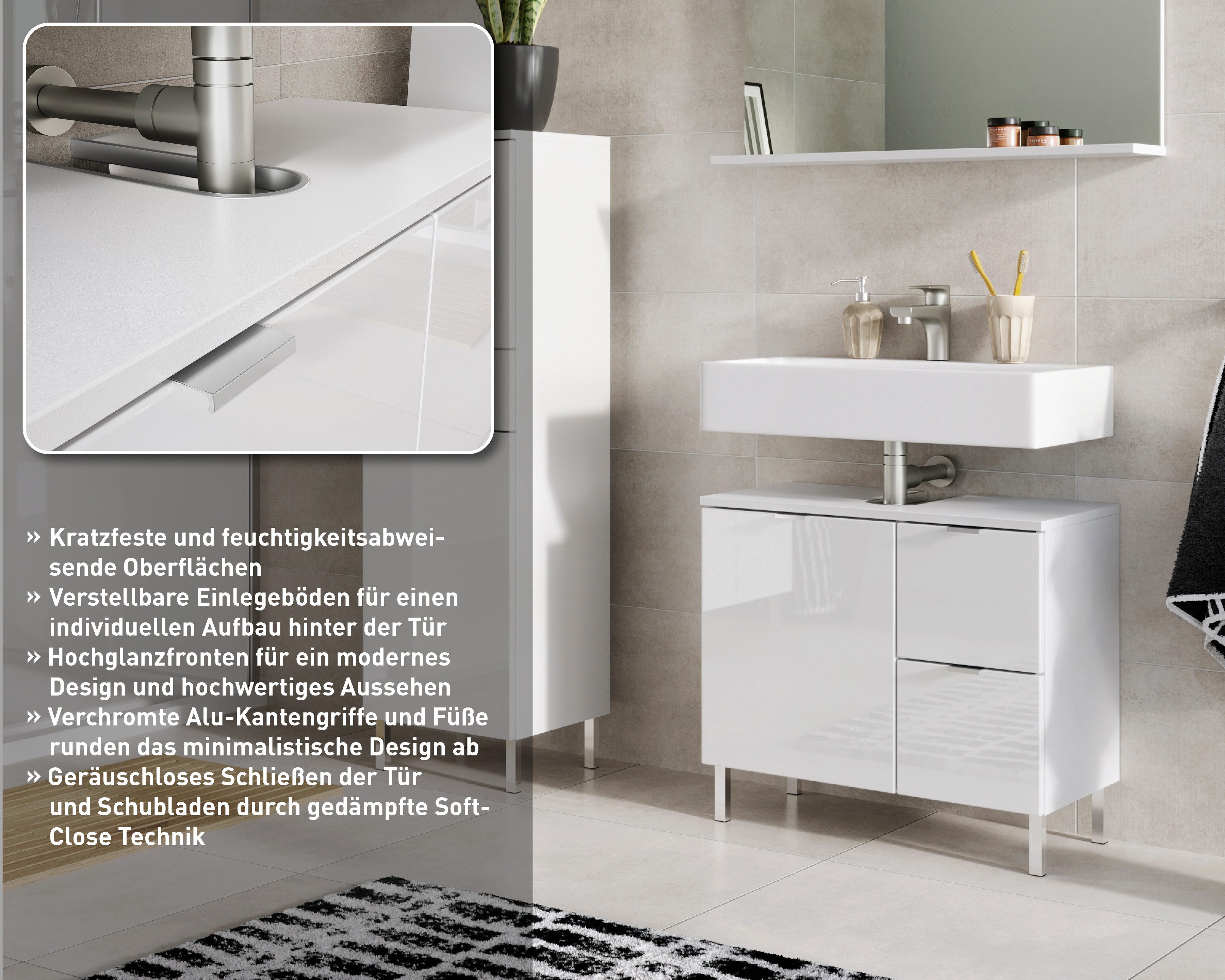 GERMANIA Wastafelonderkast GW-Mauresa in 2 breedtes, met lade (+ klep), soft-close, made in germany