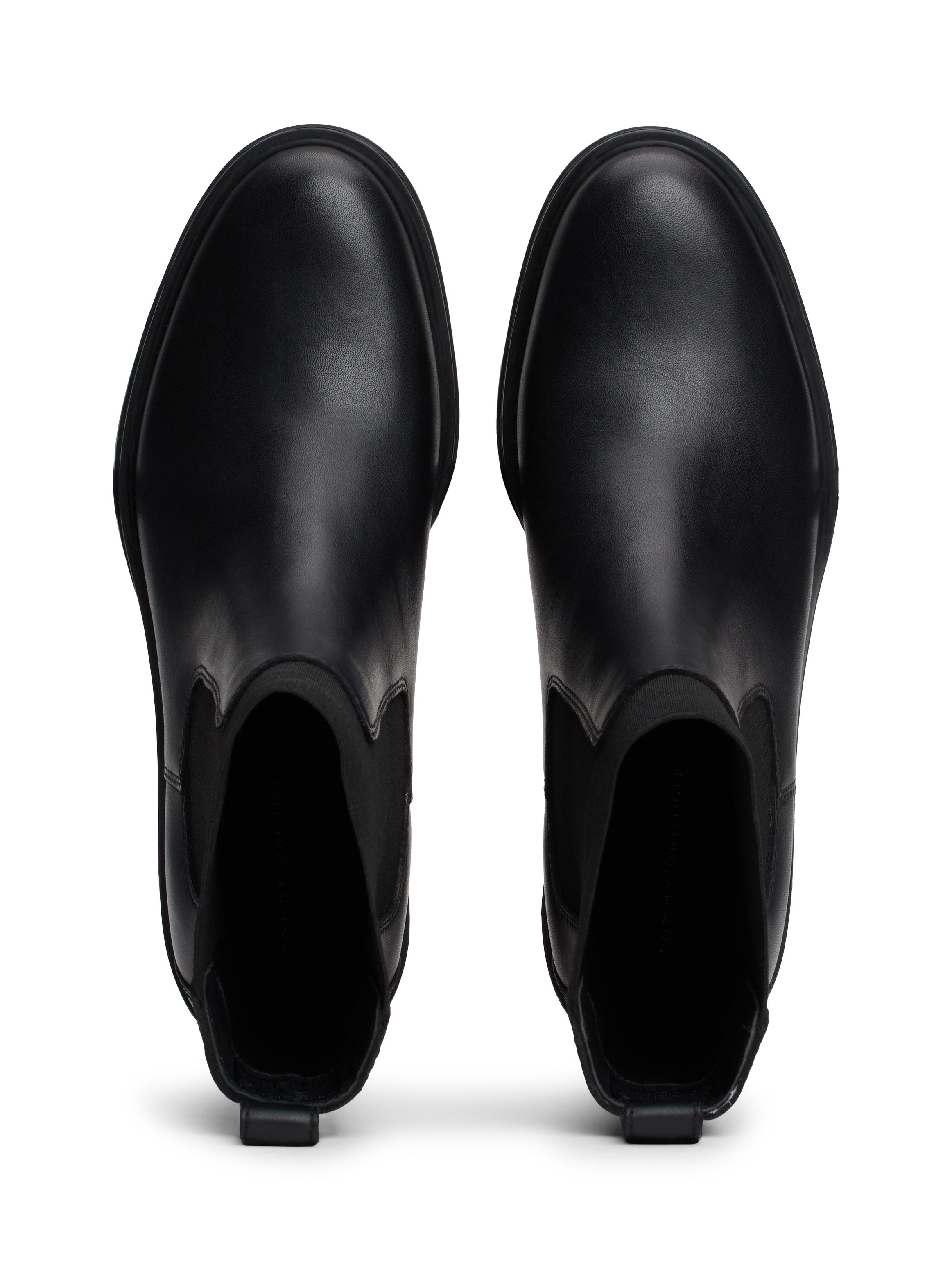 Tommy Hilfiger Chelsea-boots FLAG MID HEEL LEATHER CHELSEA hakken, enkellaars, instaplaarzen met zijlogo-vlag