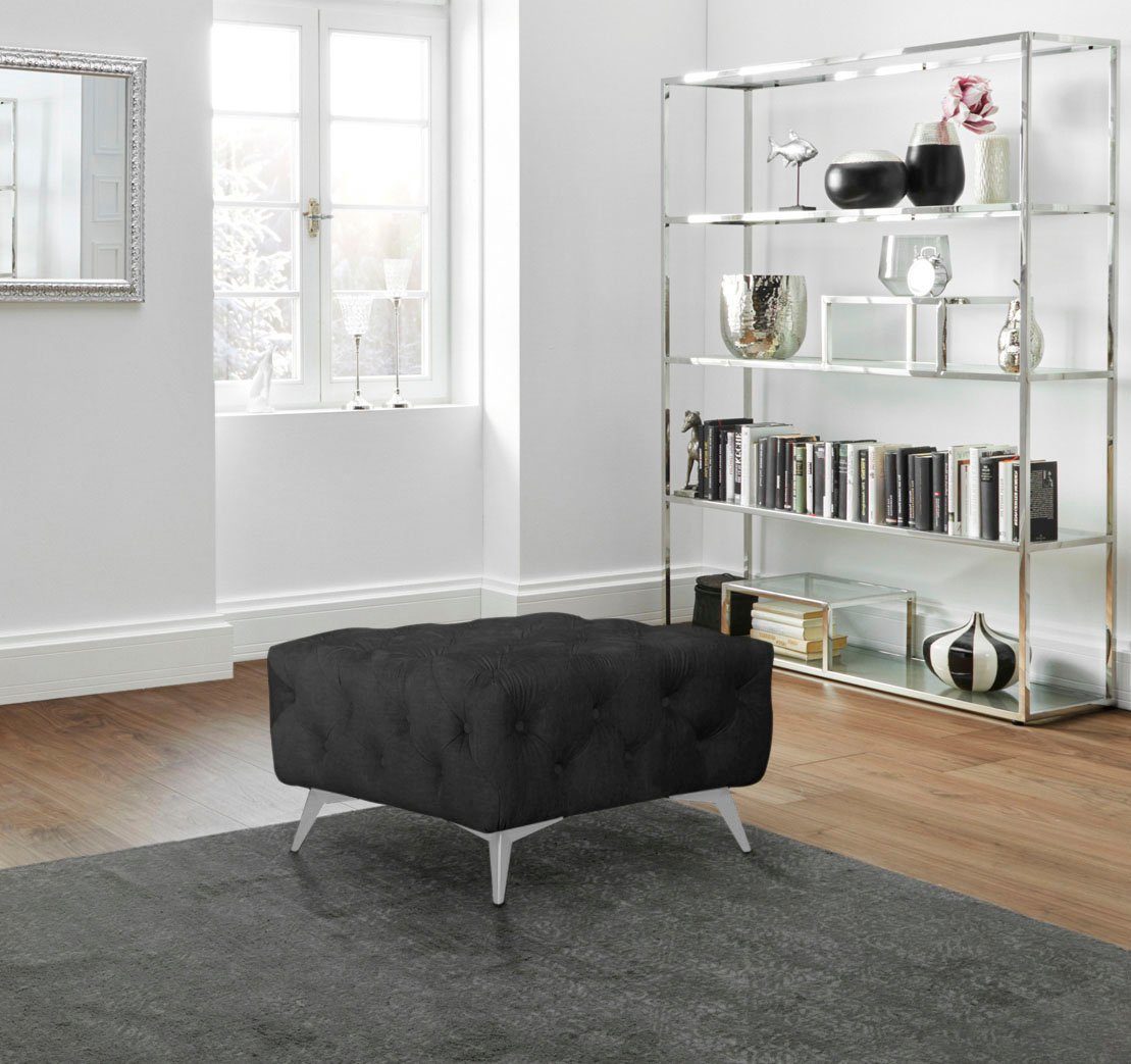 Leonique Hocker Glynis luxueuze capitonnage, moderne chesterfield look, kleur van de poten ter keuze