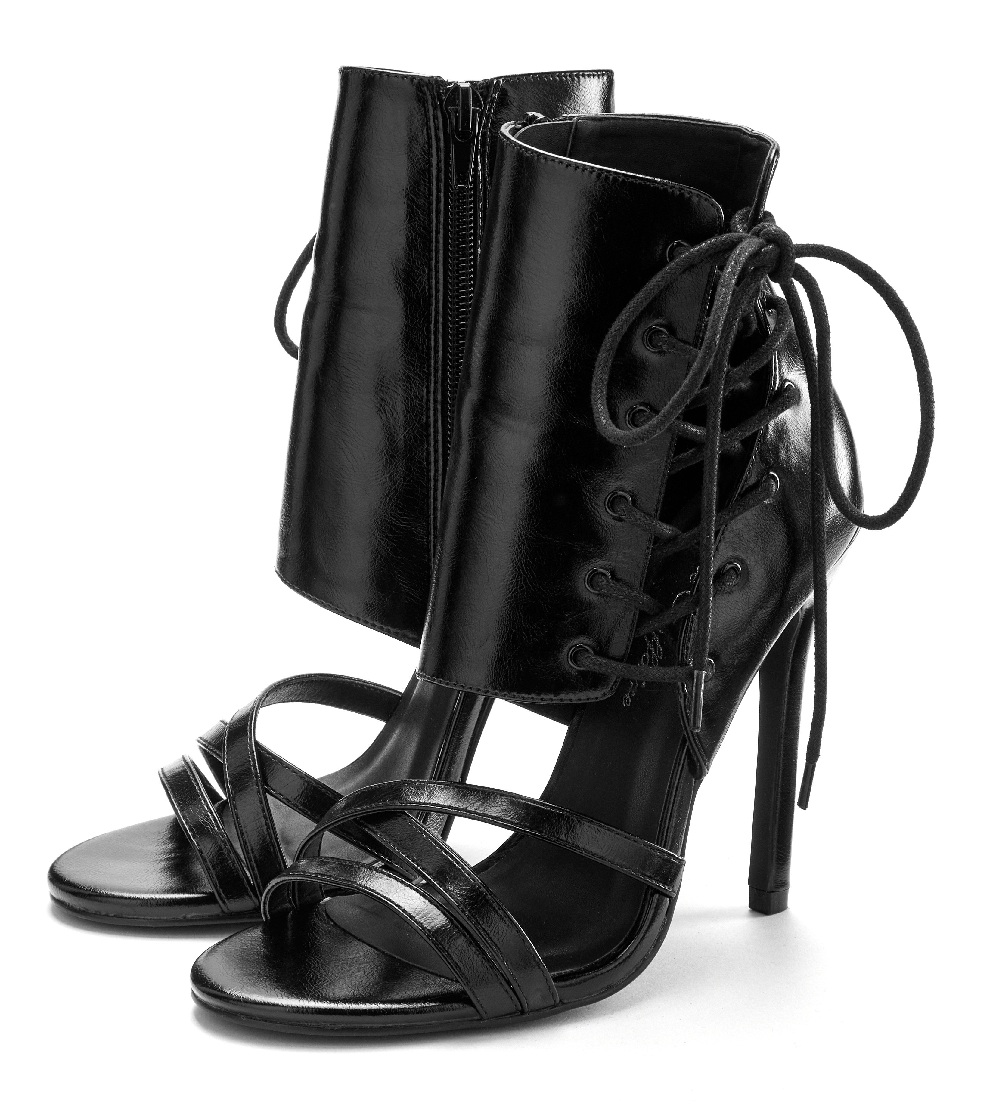 Lascana Belle Affaire Highheel sandaaltjes Sandaal met verfijnde vetersluiting, dames sandalen met hoge hak maat 38 EU zwart