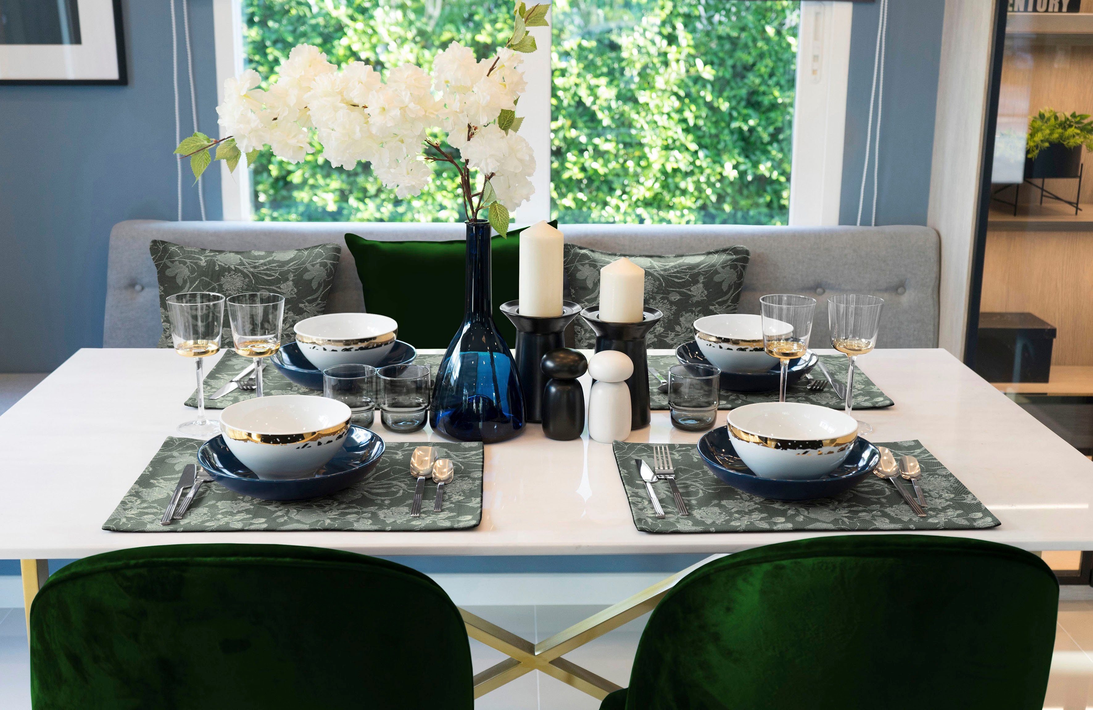 Adam Set placemats Flower Cuvée GOTS organic, gecertificeerd door CERES 0242, Made in Germany (2 stuks)