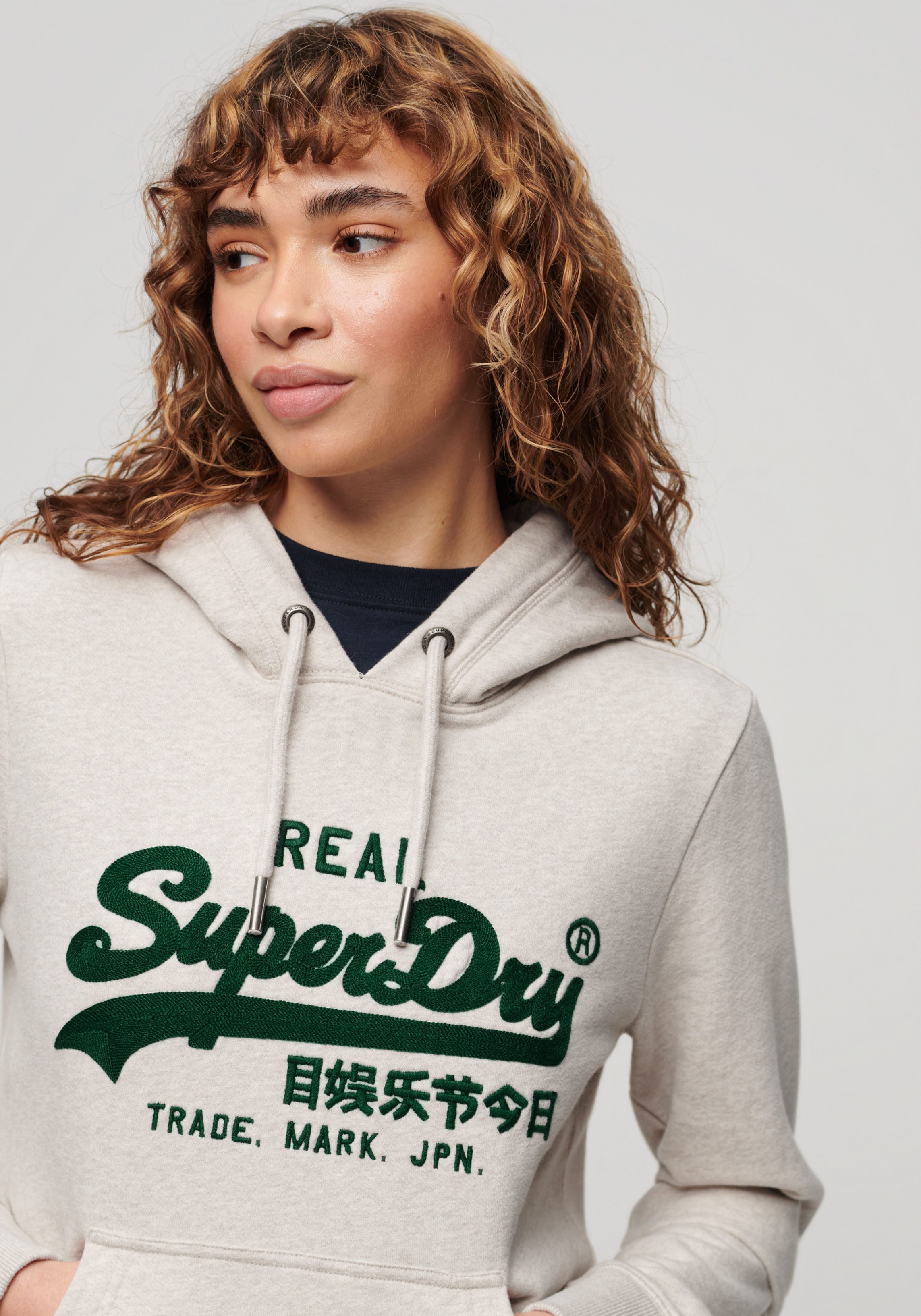 Superdry hoodie met printopdruk grijs groen
