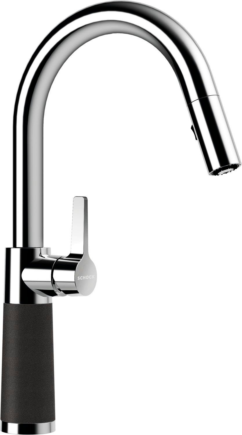 Schock Keukenkraan SC-520 SB uitschuifbaar, straal-douche, terugstroombegrenzer, draaibereik 120° keukenkranen zwart