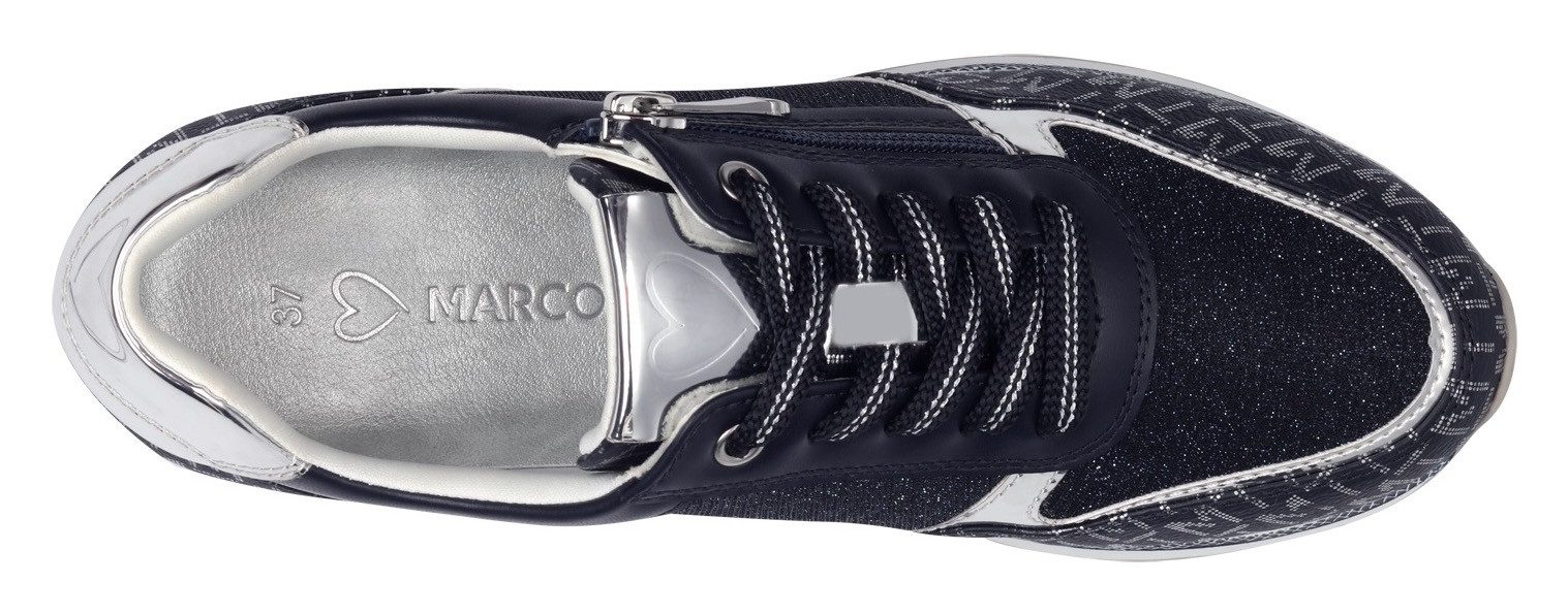 Marco Tozzi Sneakers met sleehak , vrijetijdsschoen, halfschoen, veterschoen met logo-print