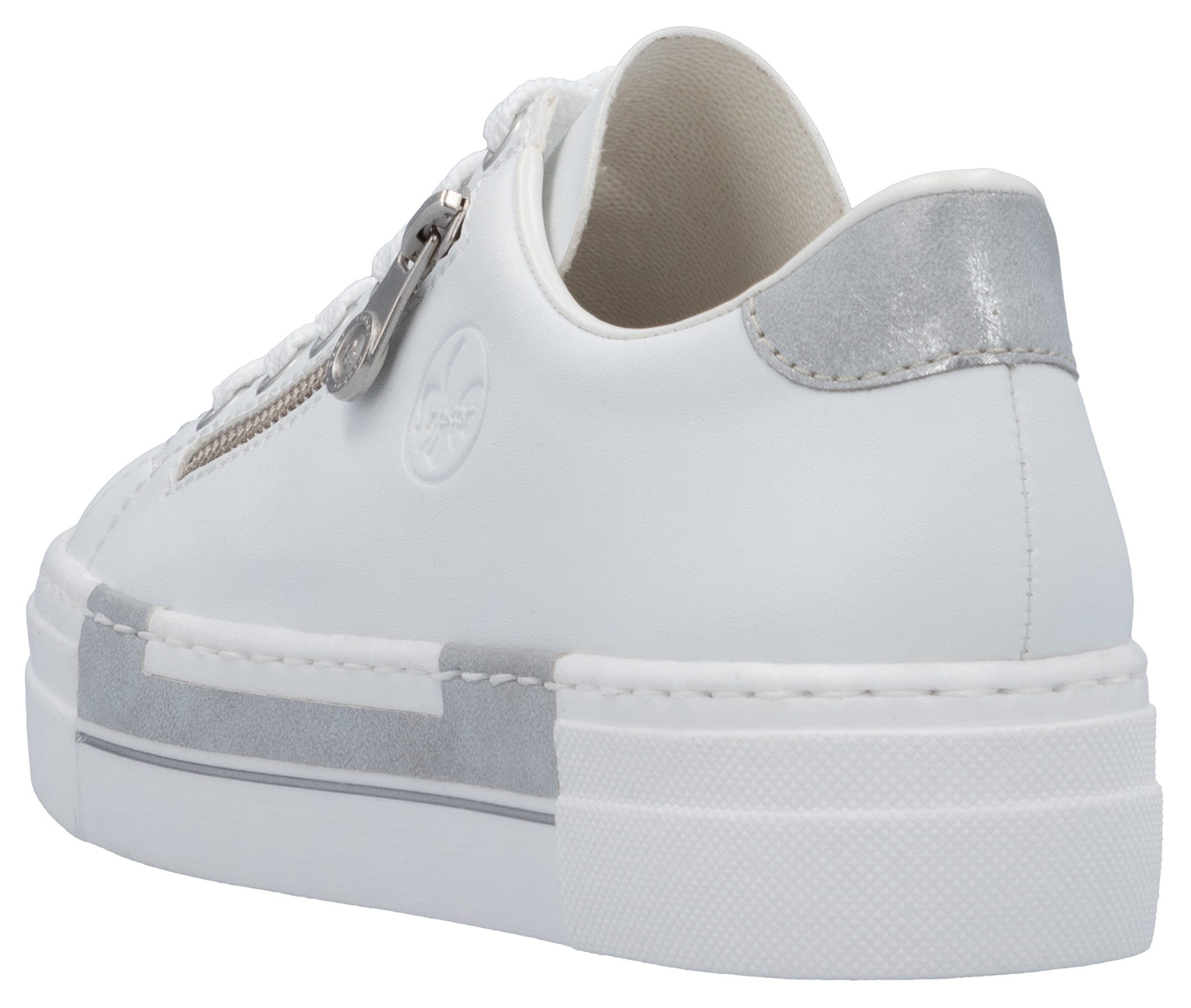 Rieker Plateausneakers met decoratieve rits aan de zijkant, vrijetijdsschoen, lage schoen, veterschoen