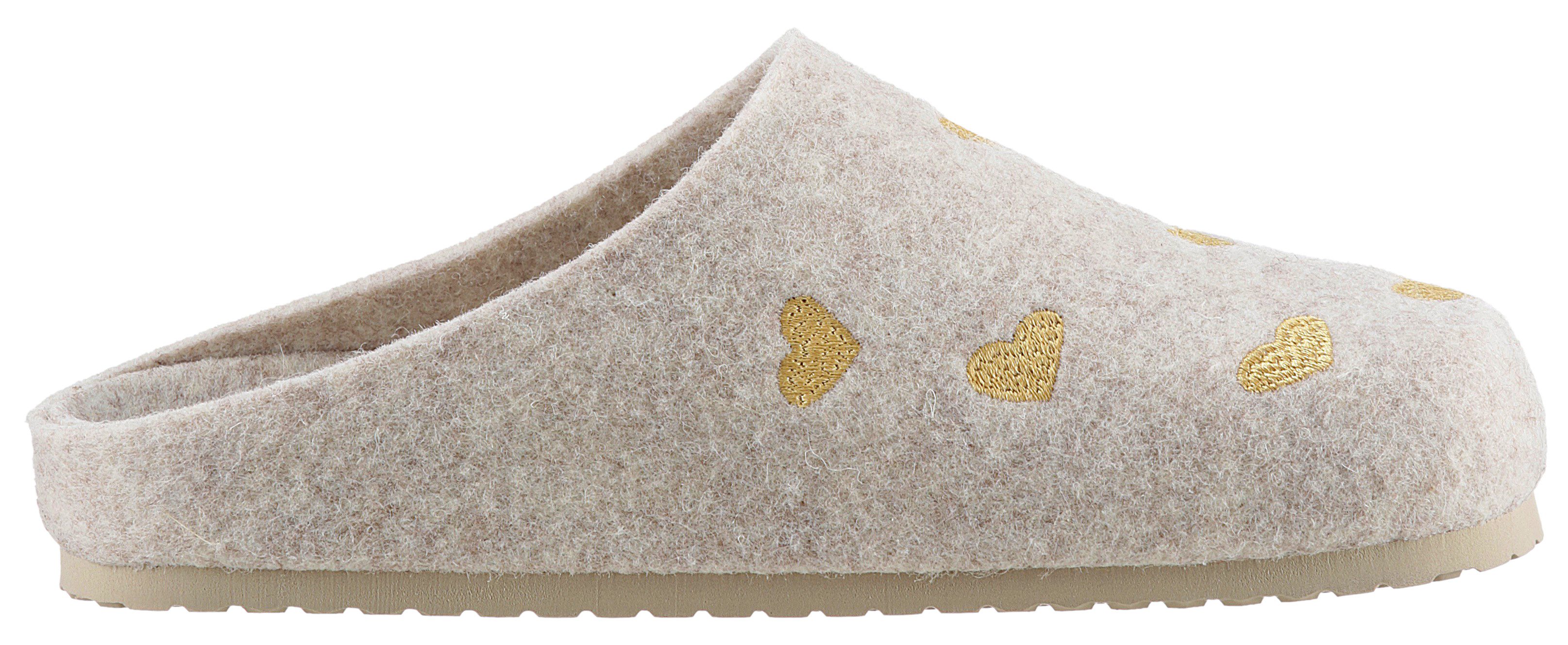 BIO Life Clogs Panal pantoffel, homeslipper met hartjes-borduring