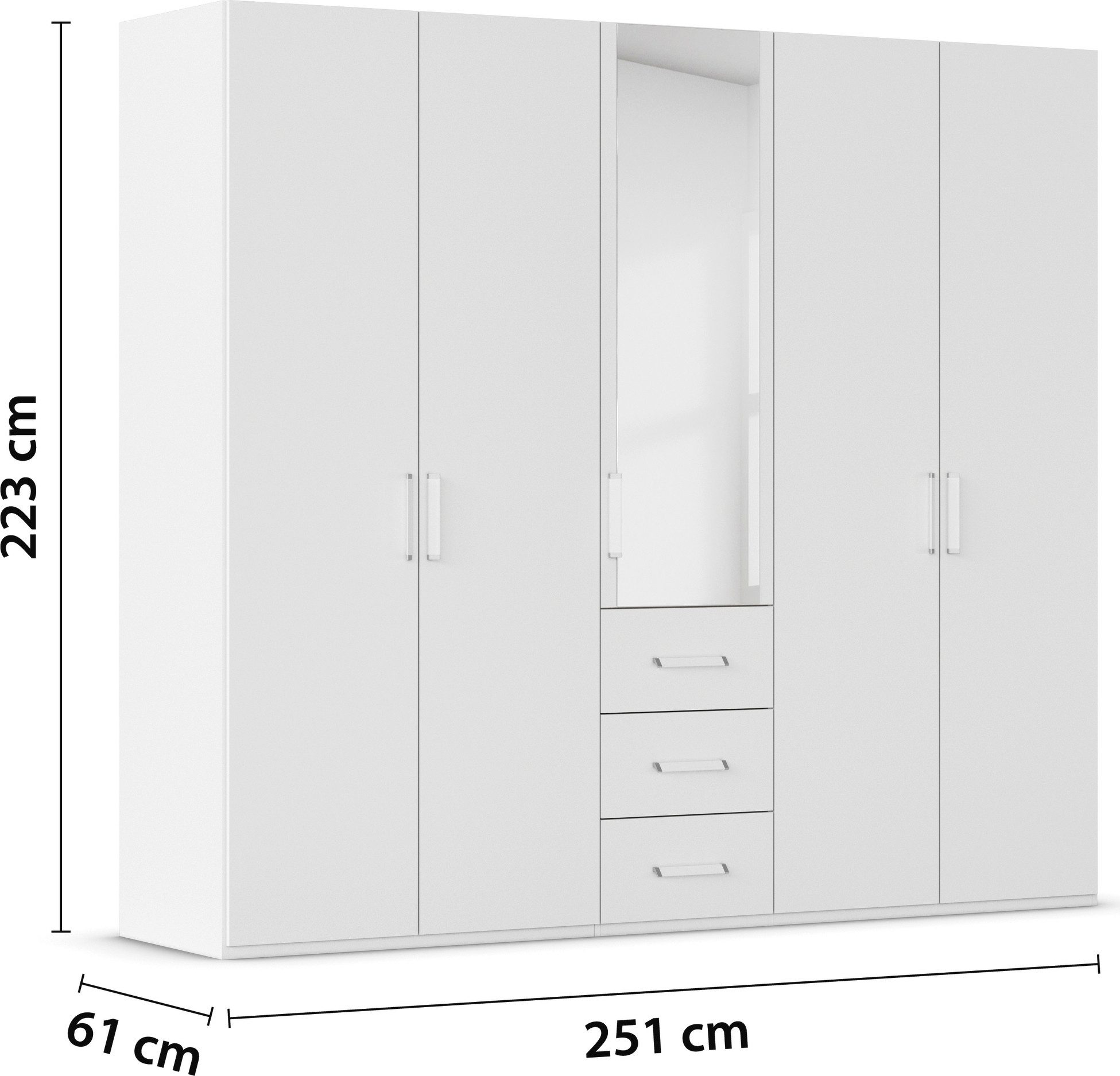 rauch Draaideurkast Kledingkast Kast Garderobe Slaapkamerkast EVELYN in elegante stijl met lades 3 breedtes en 2 hoogtes made in germany