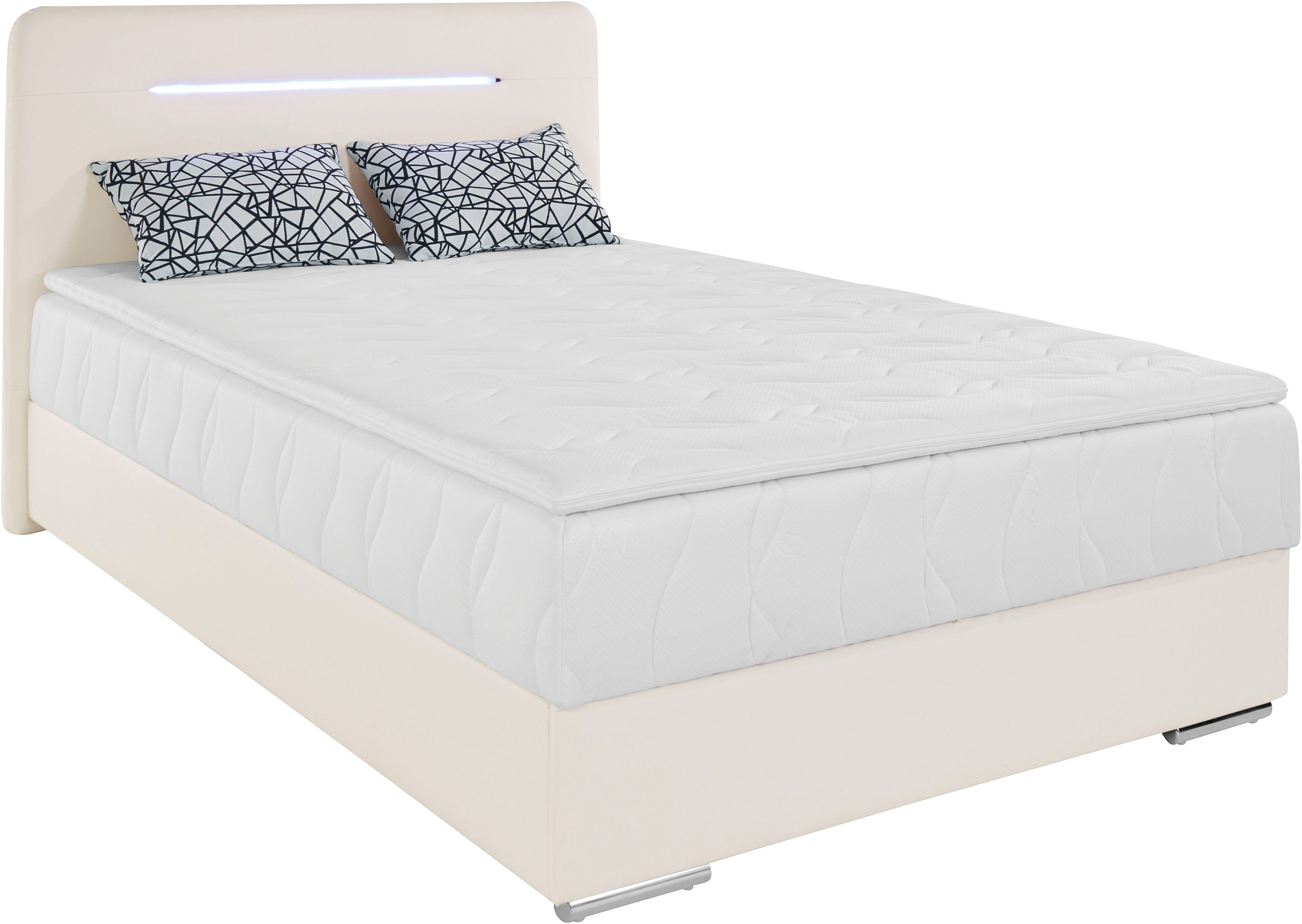 COTTA Boxspring Lighstar inclusief ledverlichting, topmatras, bedkist en sierkussen