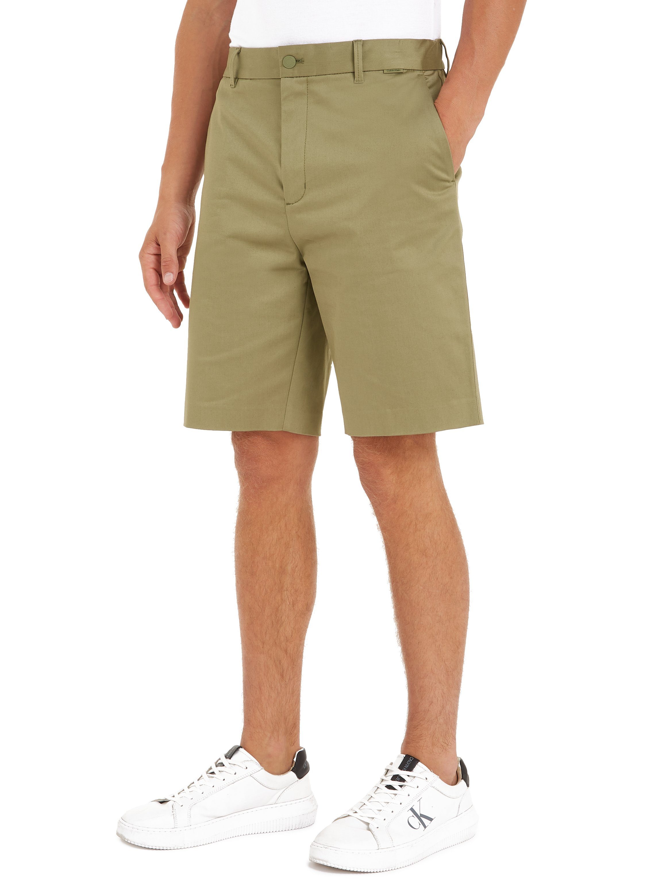 Calvin Klein Chino-short SATEEN STRETCH REGULAR STRAIGHT heren bermuda broeken maat S groen