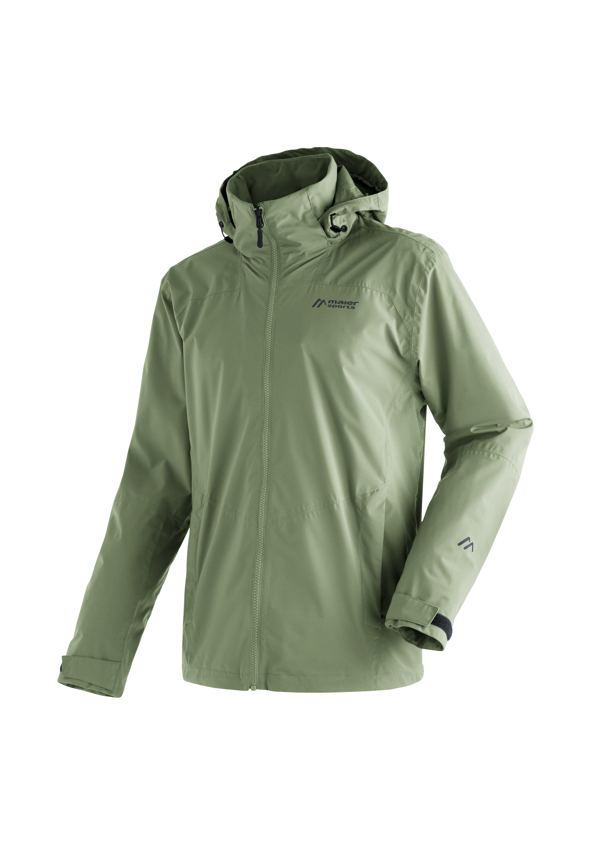 Maier Sports Outdoorjack Metor rec M Heren regenjack, waterdicht met capuchon, 2 zakken aan de buitenkant, binnenzak heren jassen maat 48 groen