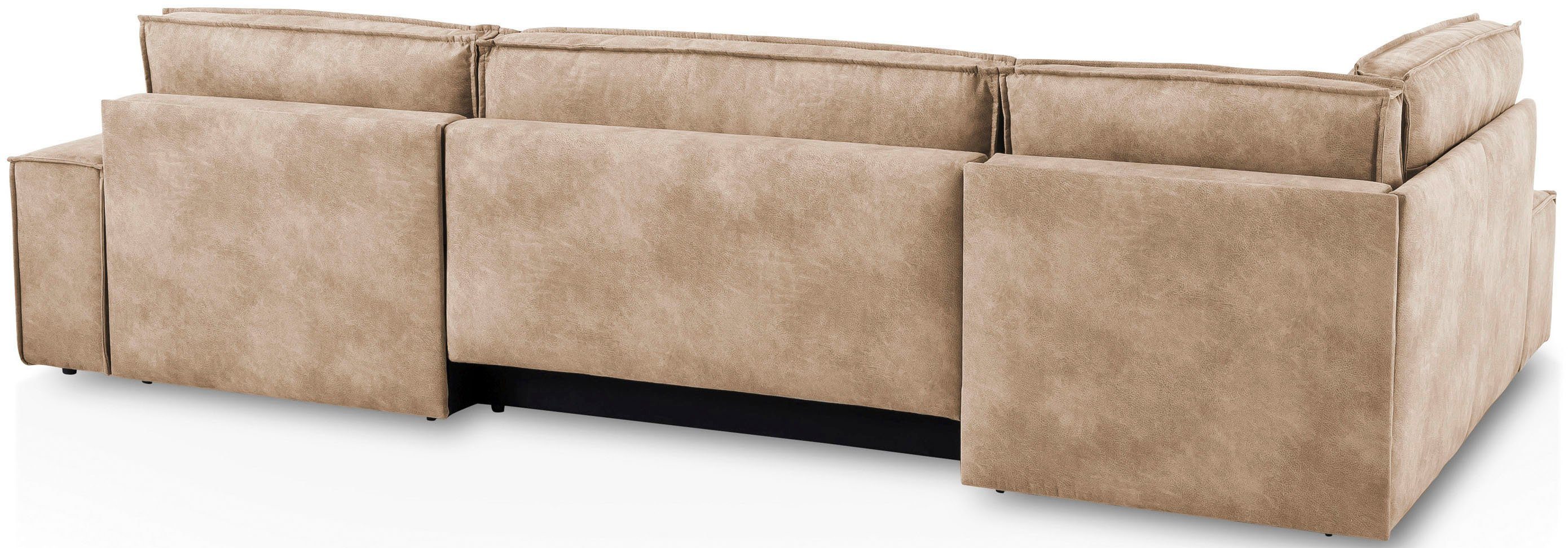 Home affaire Zithoek SHERWOOD 329 cm, U-vorm, slaapbank, Slaapfunctie met bedkist (194x139 cm), cord, vintage, fluweel