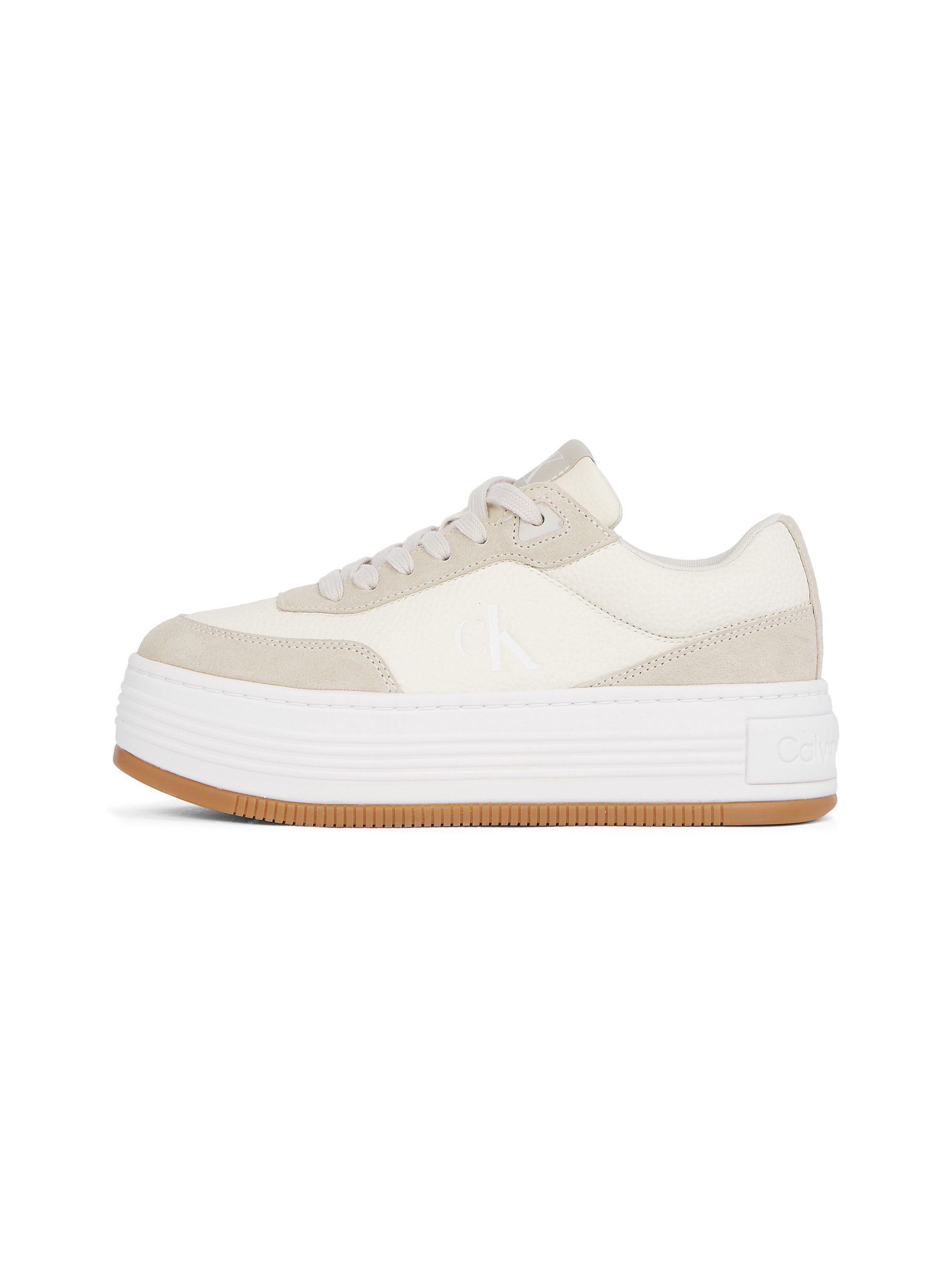 Calvin Klein Plateausneakers BOLD FLATF LOW LACE TUMB LTH veterschoenen, lage schoen, vrijetijdsschoen met zij ck-logo