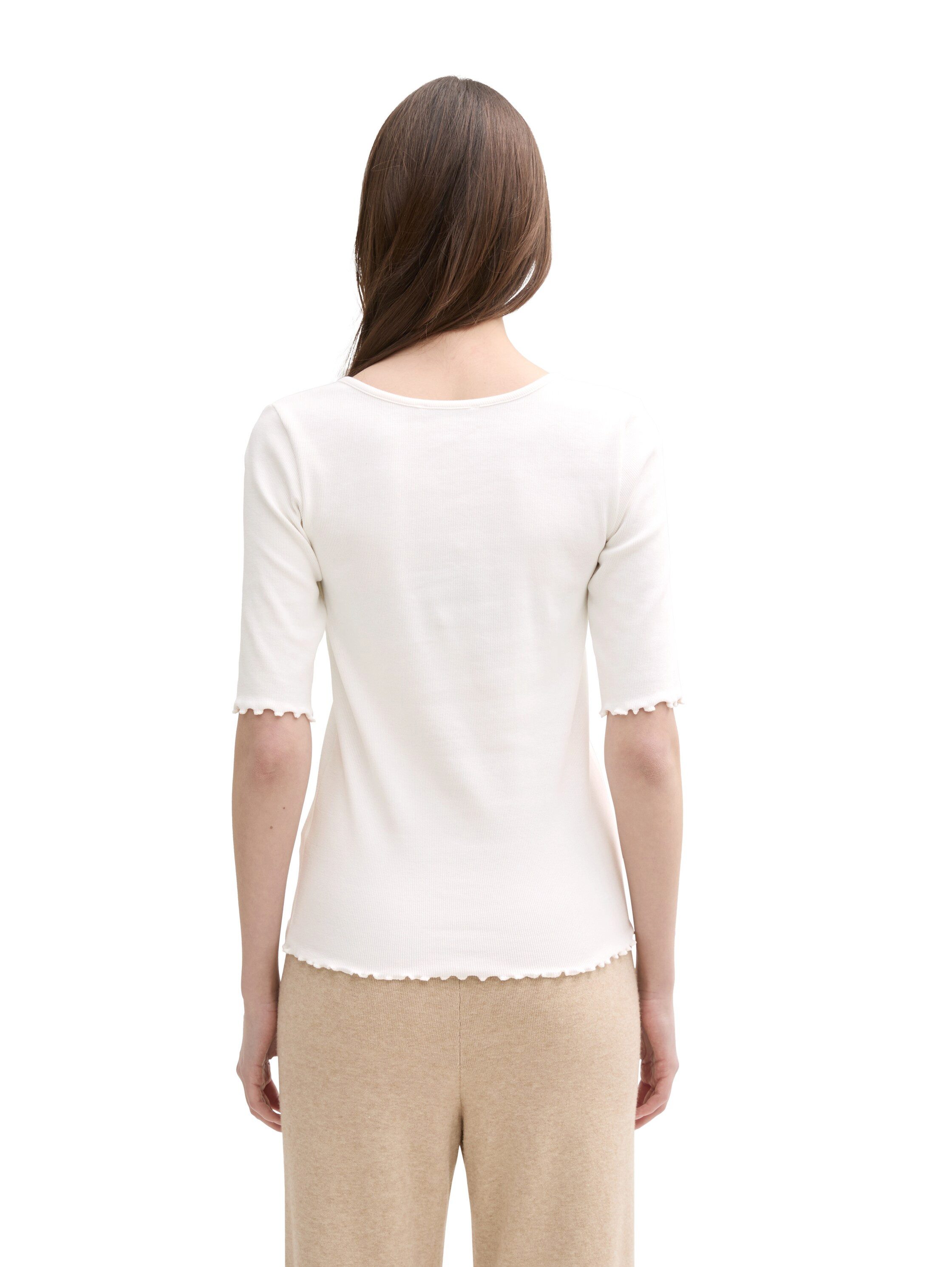 Tom Tailor Denim T-shirt met ribstructuur