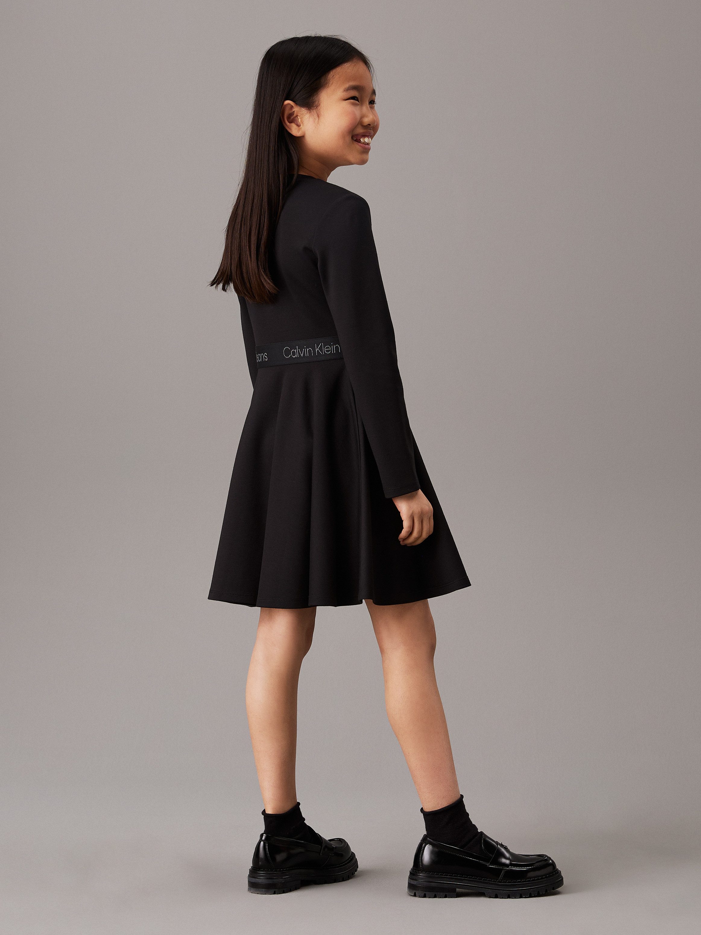 Calvin Klein Midi-jurk Ls Logo Tape Punto Dress voor kinderen tot 16 jaar en met logo-opdruk