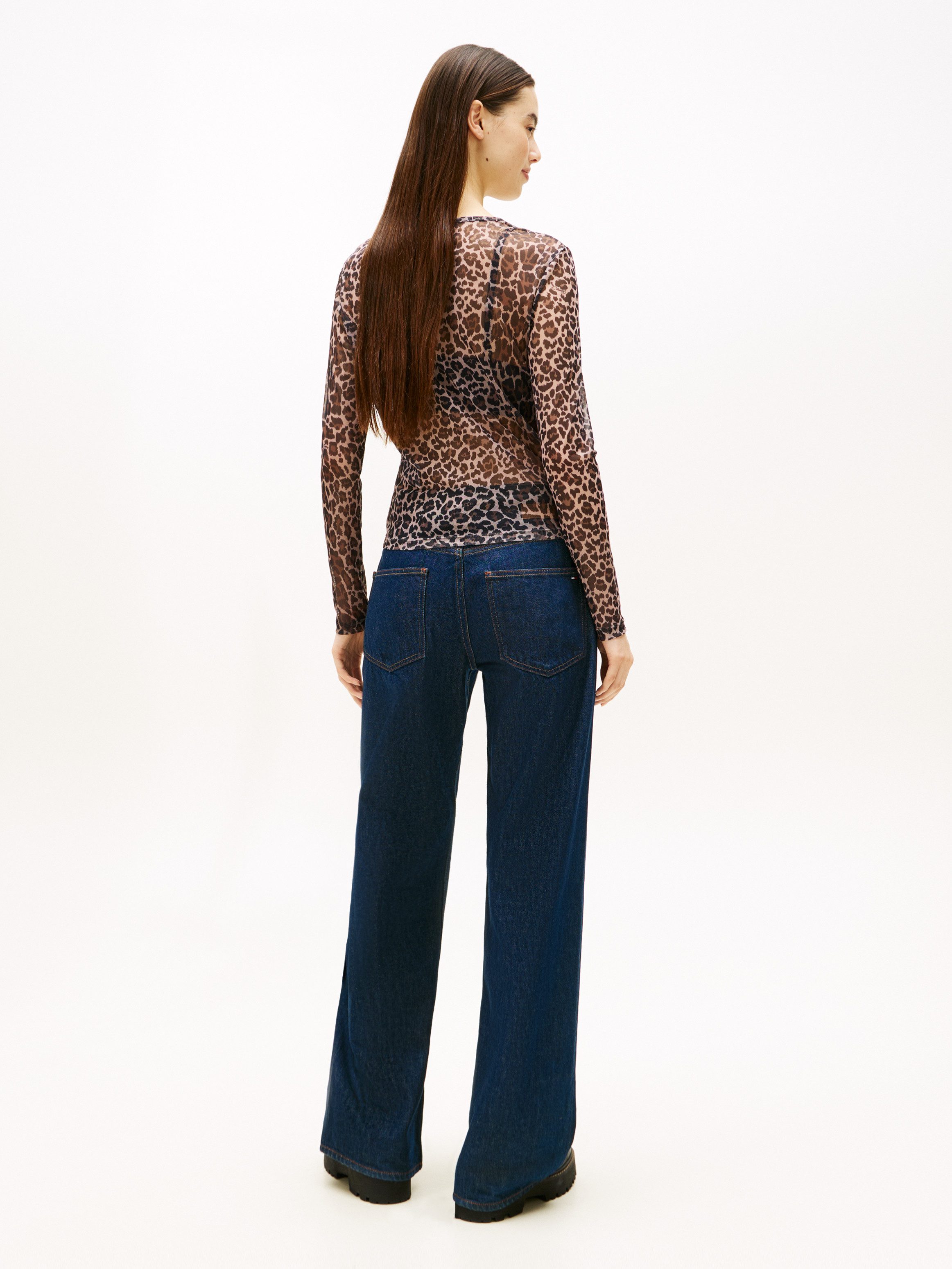 TOMMY JEANS Shirt met lange mouwen TJW SLIM AOP MESH LS TOP EXT