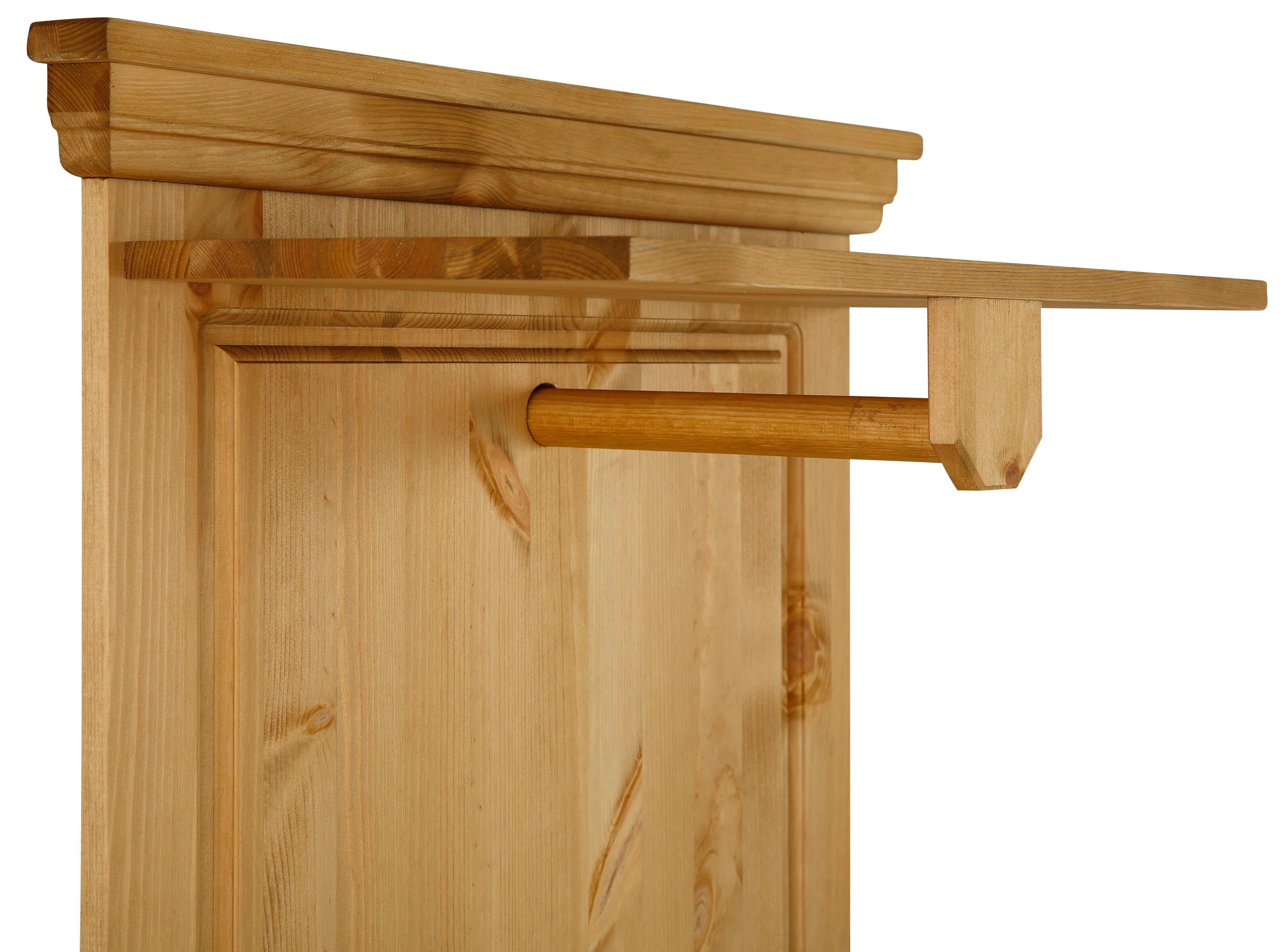 Home affaire Kapstokpaneel Basilico van massieve dennen, fsc®, breedte 60 cm, met kledingstang, houten haken