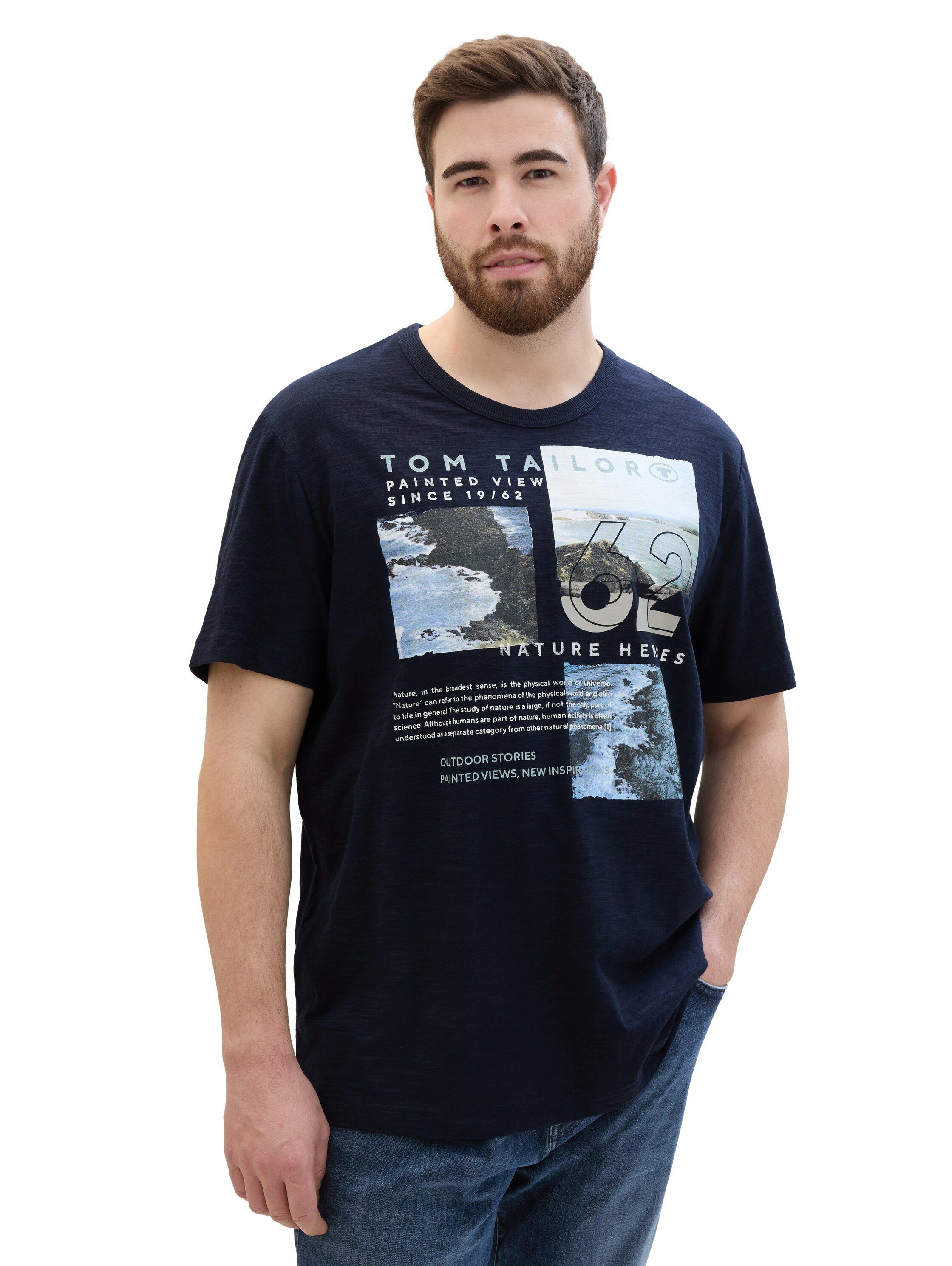 TOM TAILOR MY TRUE ME Shirt met print met een ronde hals heren t-shirts maat XXXL blauw