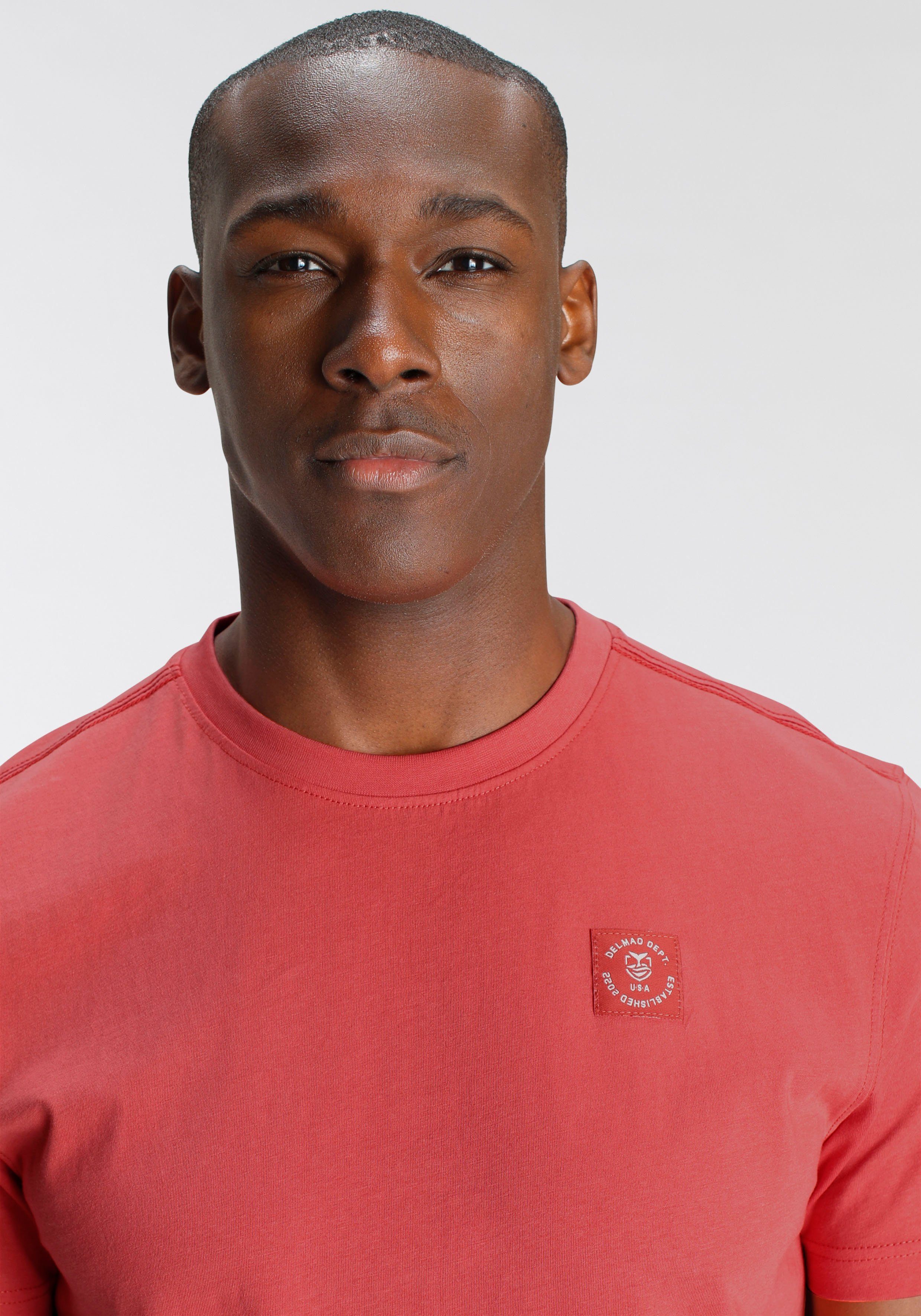 DELMAO Shirt met ronde hals Korte mouw, regular fit, basic, van 100% katoen