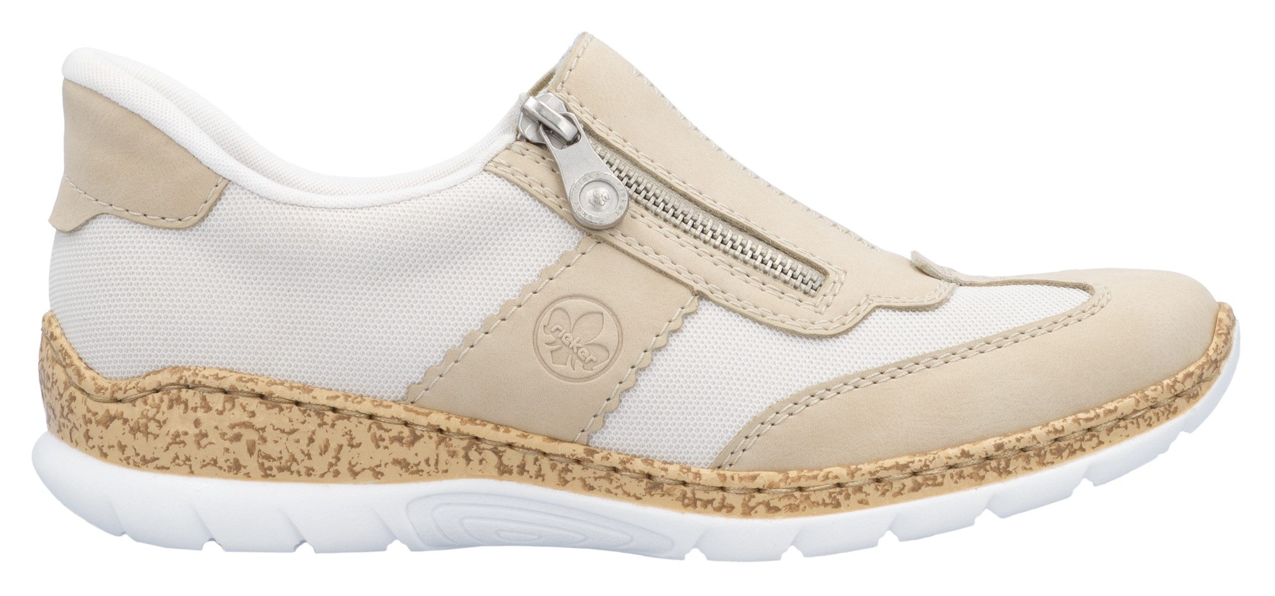 Rieker Slip-on sneakers , lage schoen, vrijetijdsschoen, met rits en memosoft-binnenzool