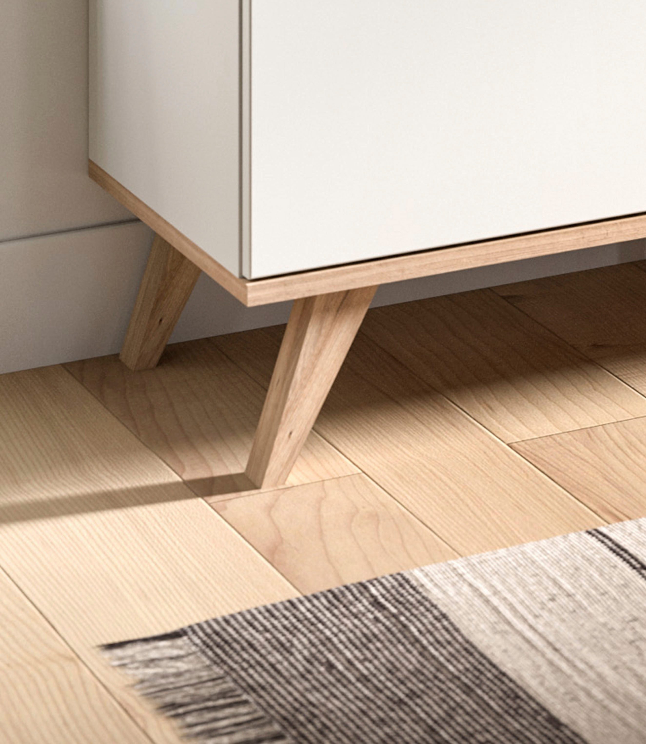 Home affaire Dressoir Alesund, Breedte 185 cm, 4 Deuren, 1 Lade, conische voet Scandi-look, dressoir, kast, commode, woonmeubelen, woonkamer