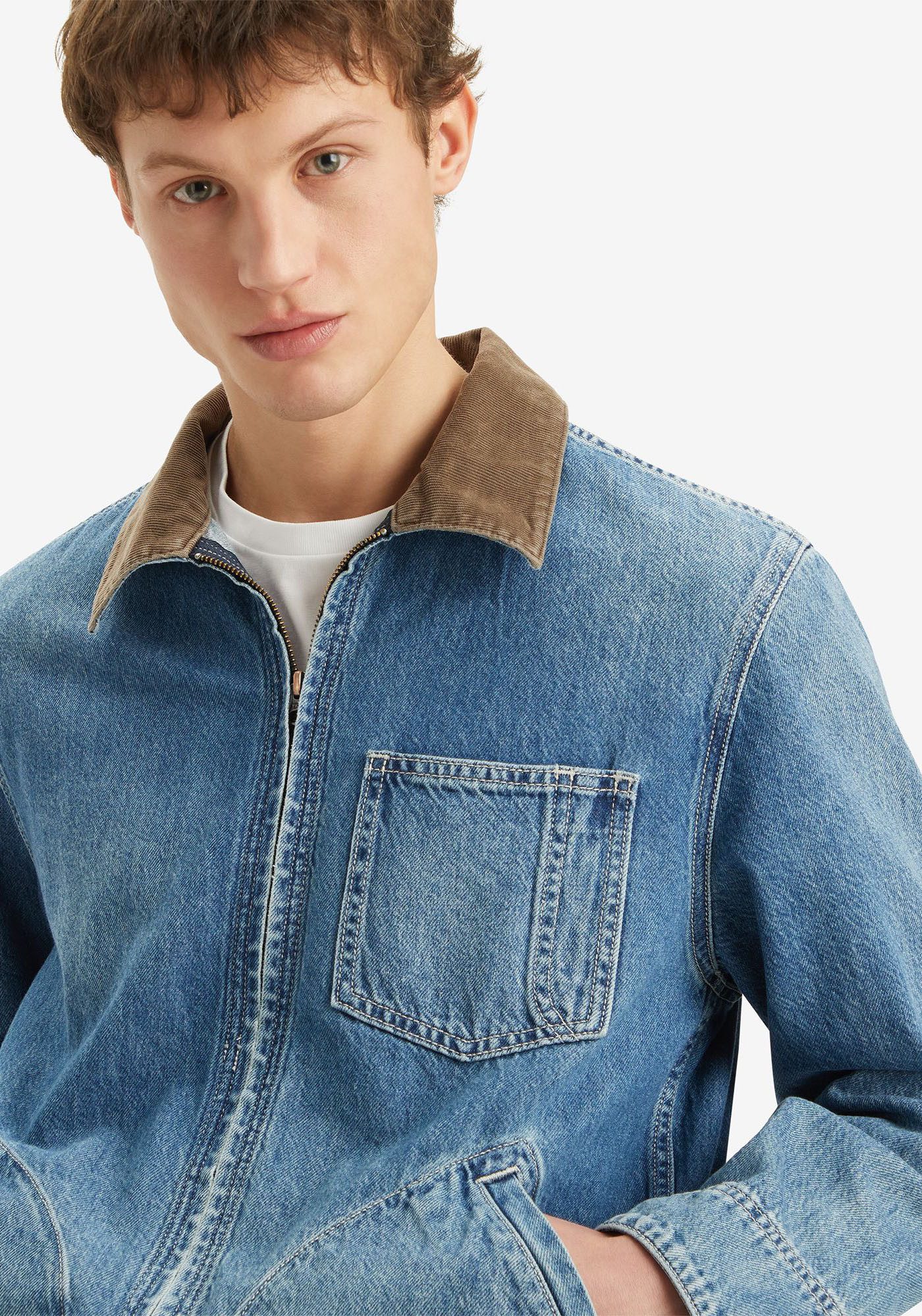 Levi's® Jeansjack FULL ZIP MECHANICS TRKR met rits en kraag met cord-inzet