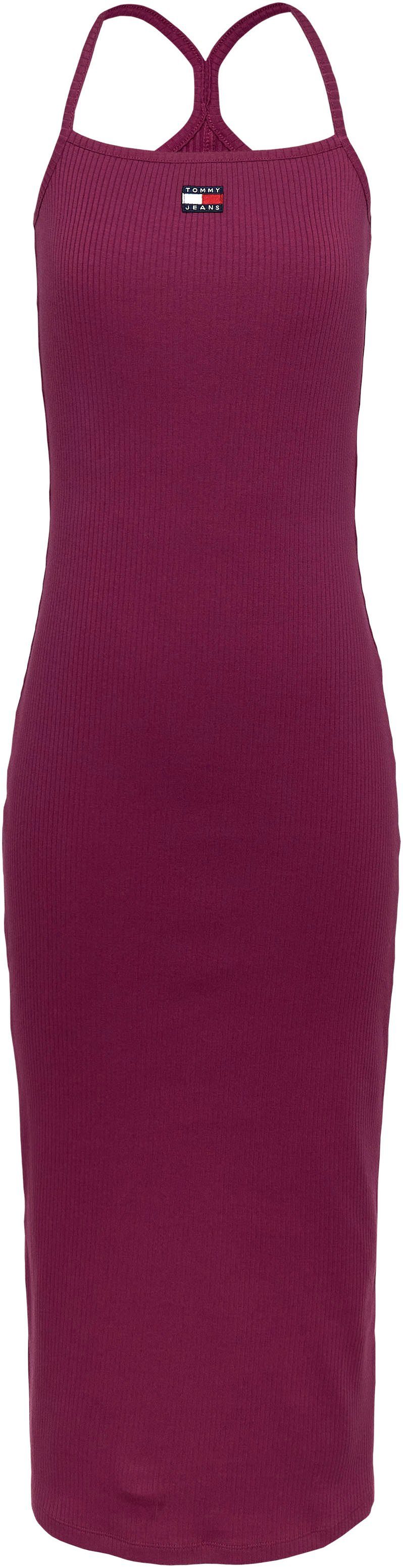 TOMMY JEANS Jerseyjurk TJW STRAPPY BADGE RIB DRESS met bandjes ribstof logo-badge