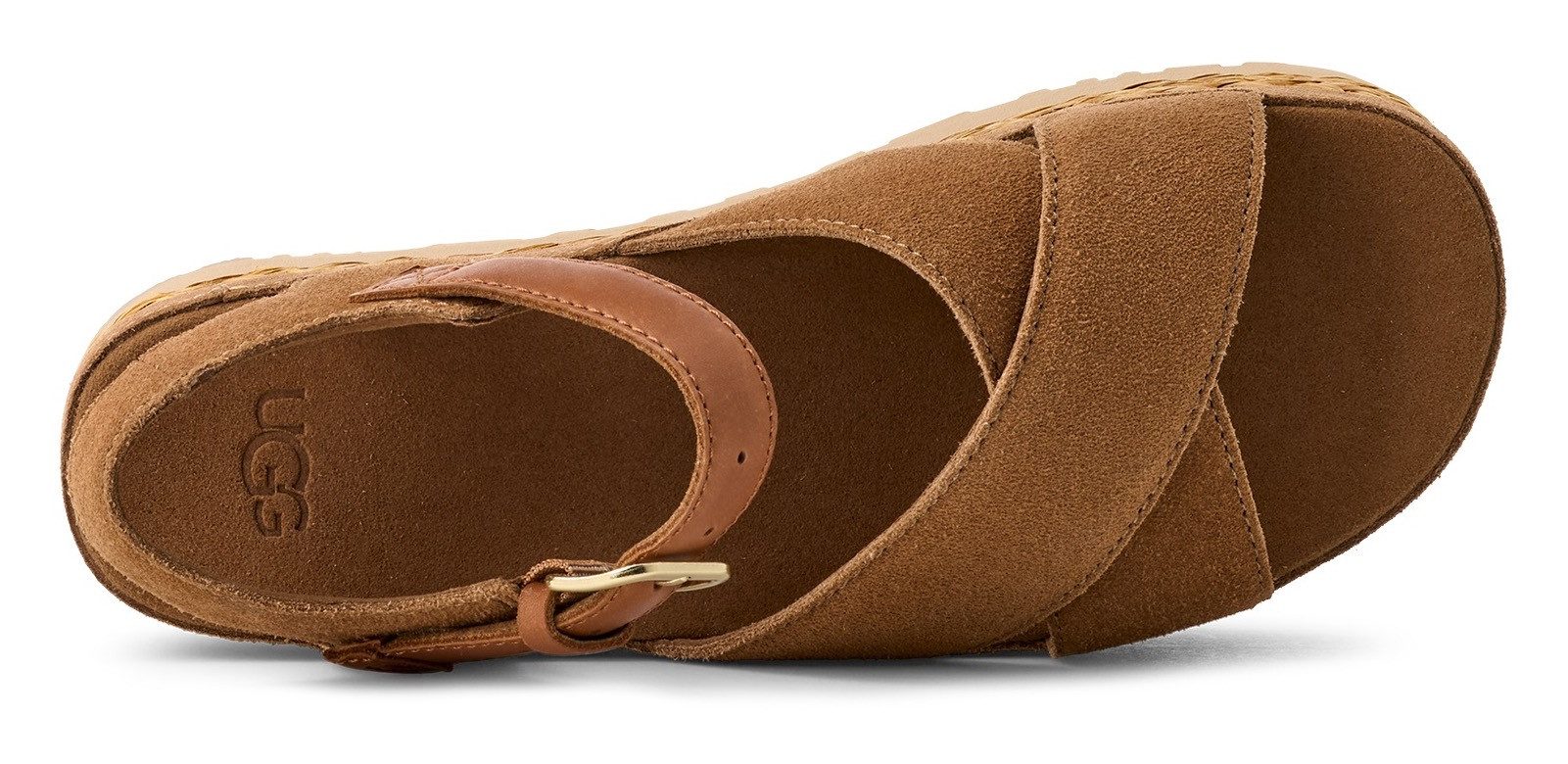 UGG Plateausandalen AUBREY ANKLE STRAP , sandalette, sleehak sandaal met verstelbaar riempje