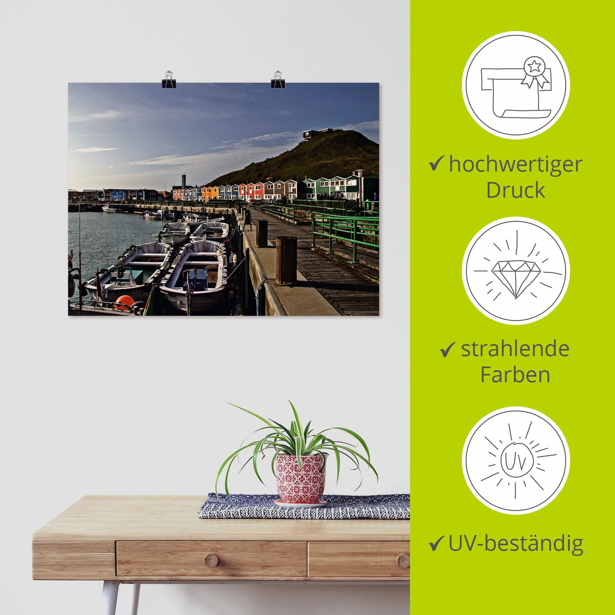 Artland Poster Haven Helgoland als artprint op linnen, muursticker of poster in verschillende maten