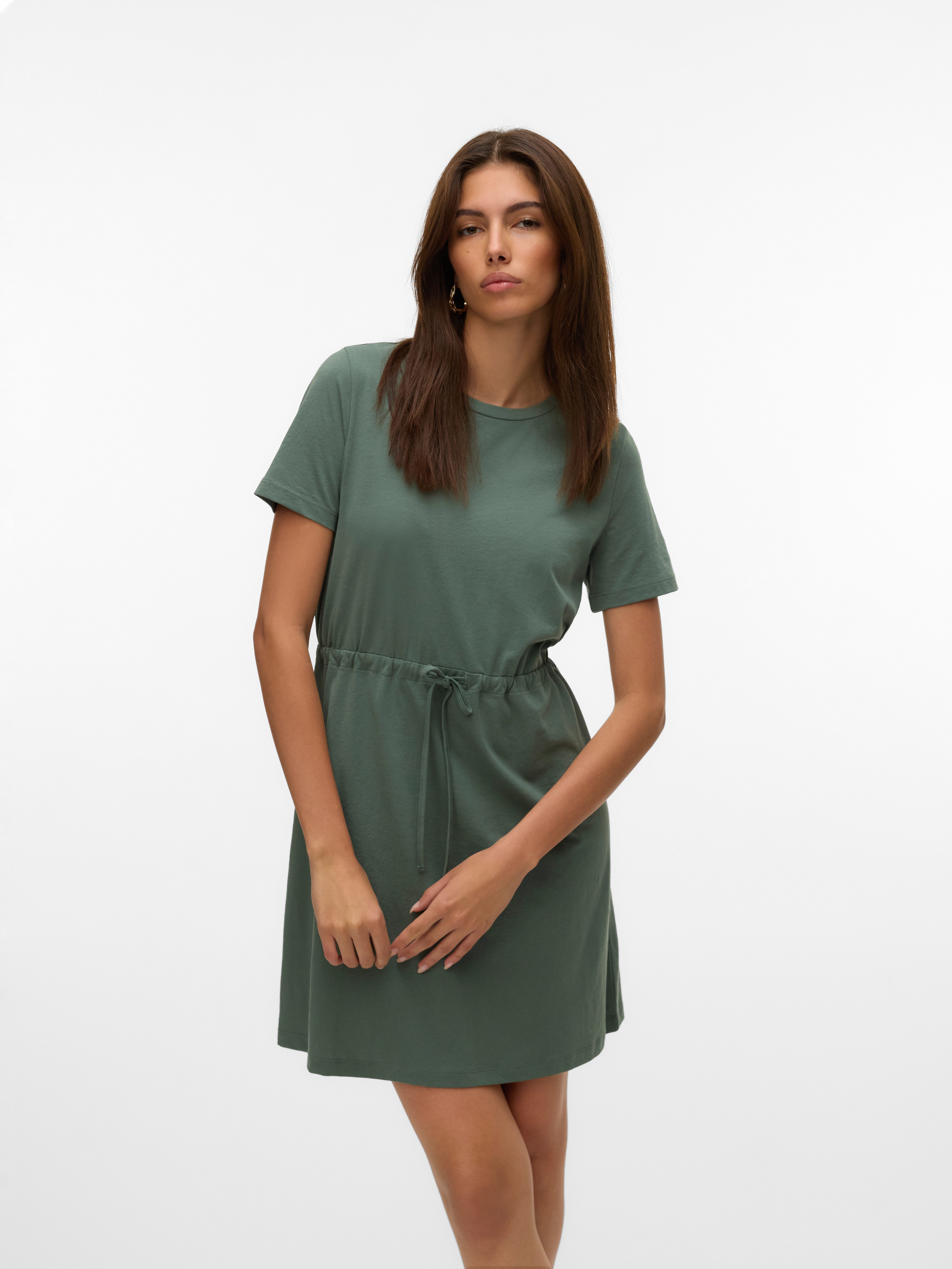 Vero Moda Shirtjurk VMLUNA SS SHORT STRING DRESS JRS NOOS