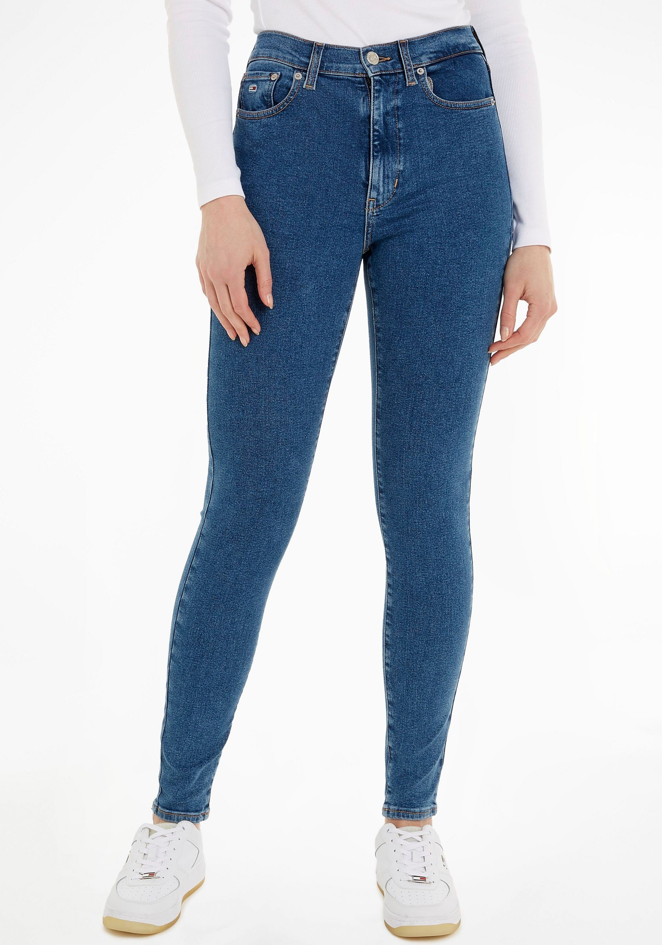Tommy Jeans high waist skinny jeans SYLVIA medium blue denim