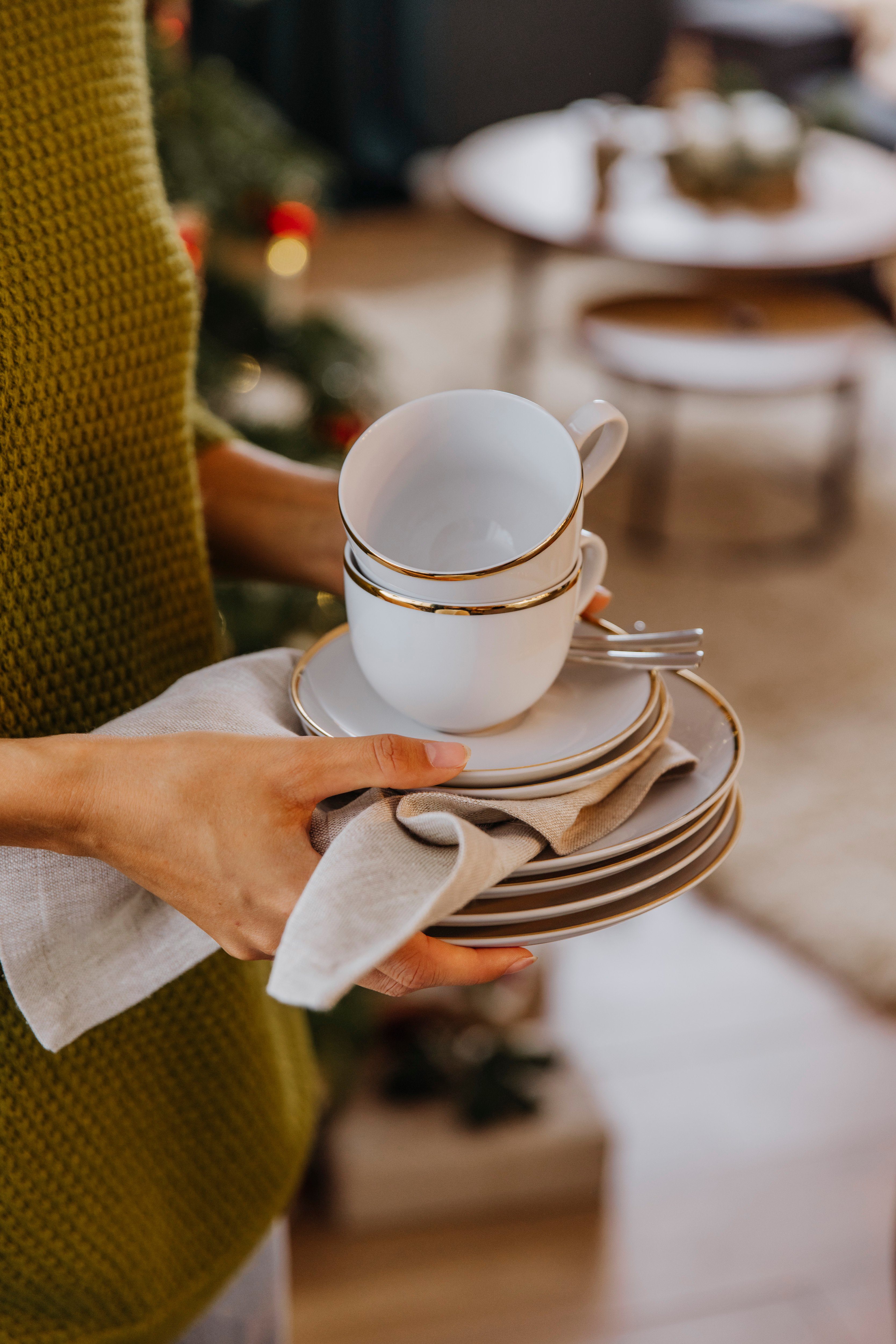 Guido Maria Kretschmer Home&Living Koffieservies GMK servies-set Godi Servies, met de hand beschilderde rand, 18 delen, voor 6 personen (set, 18-delig)