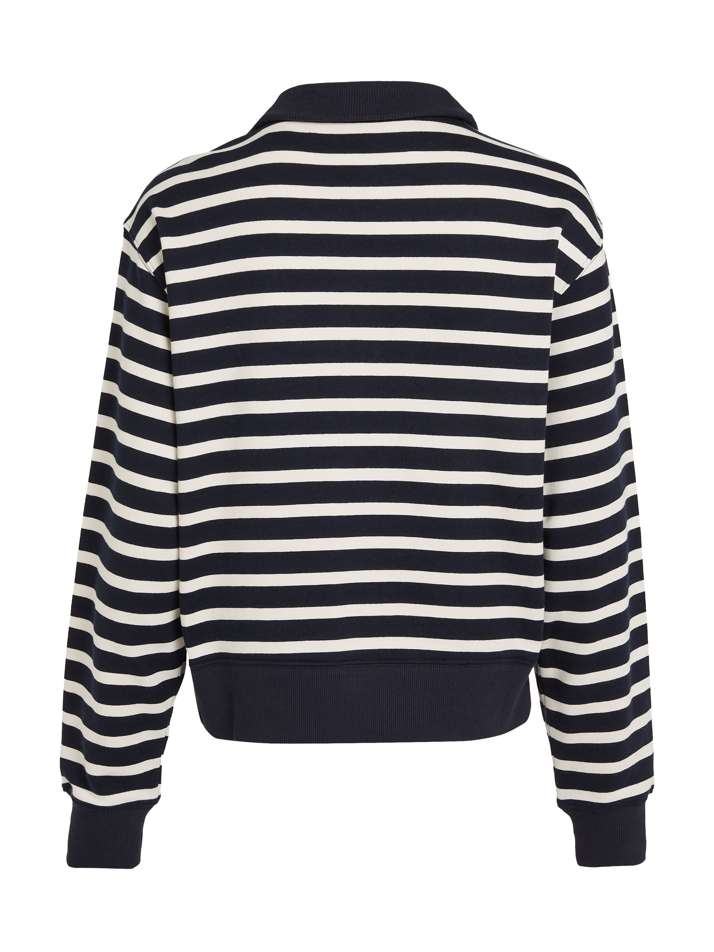 Tommy Hilfiger Sweater SMD BRETON STRIPE 1/2 ZIP HWK Polokraag met rits, gestreept, logo-borduursel