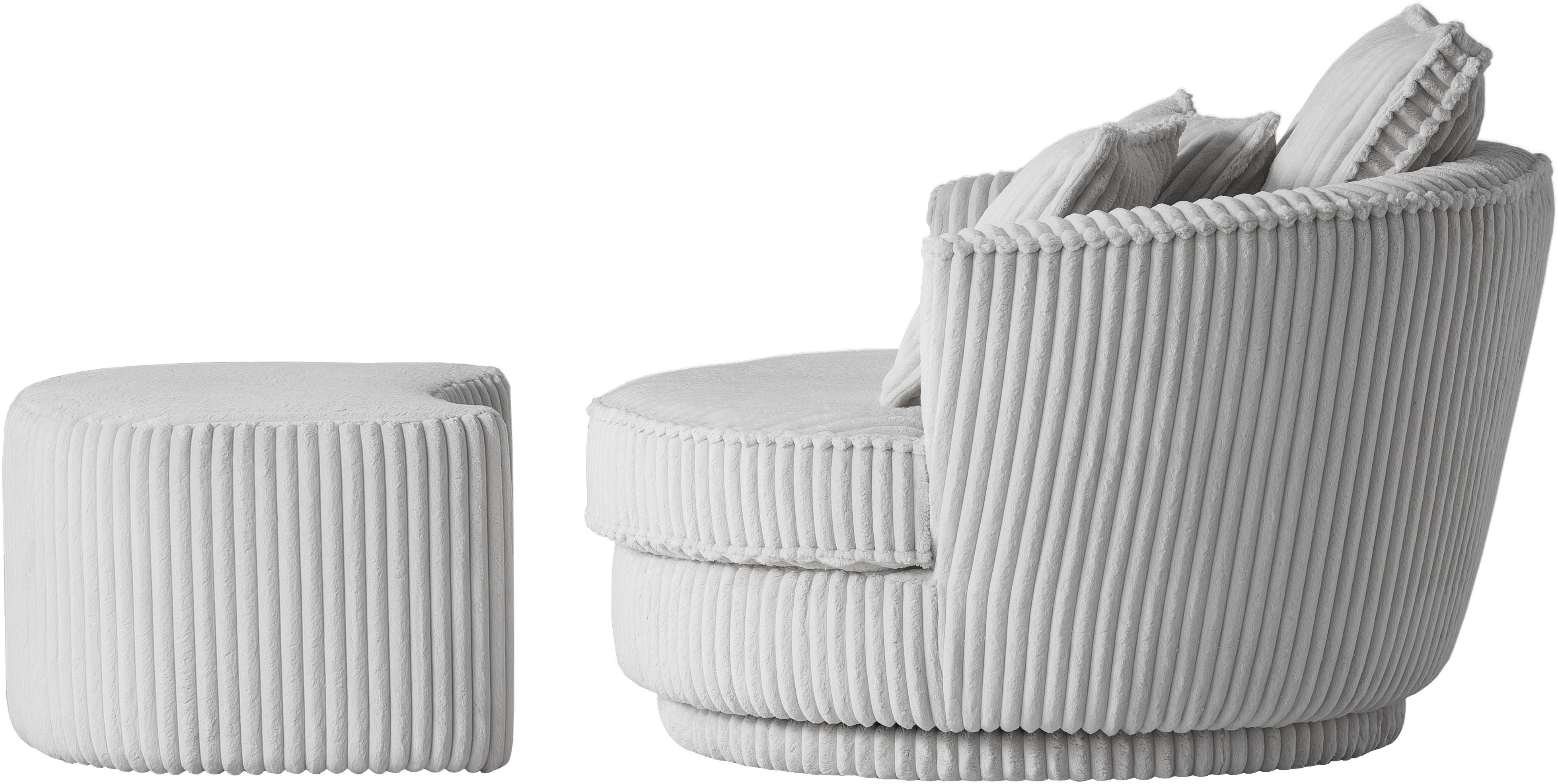 Leonique Draaibare fauteuil MAISIE, Love Seat XXL leesfauteuil, grote fauteuil met poef(2 stuks)