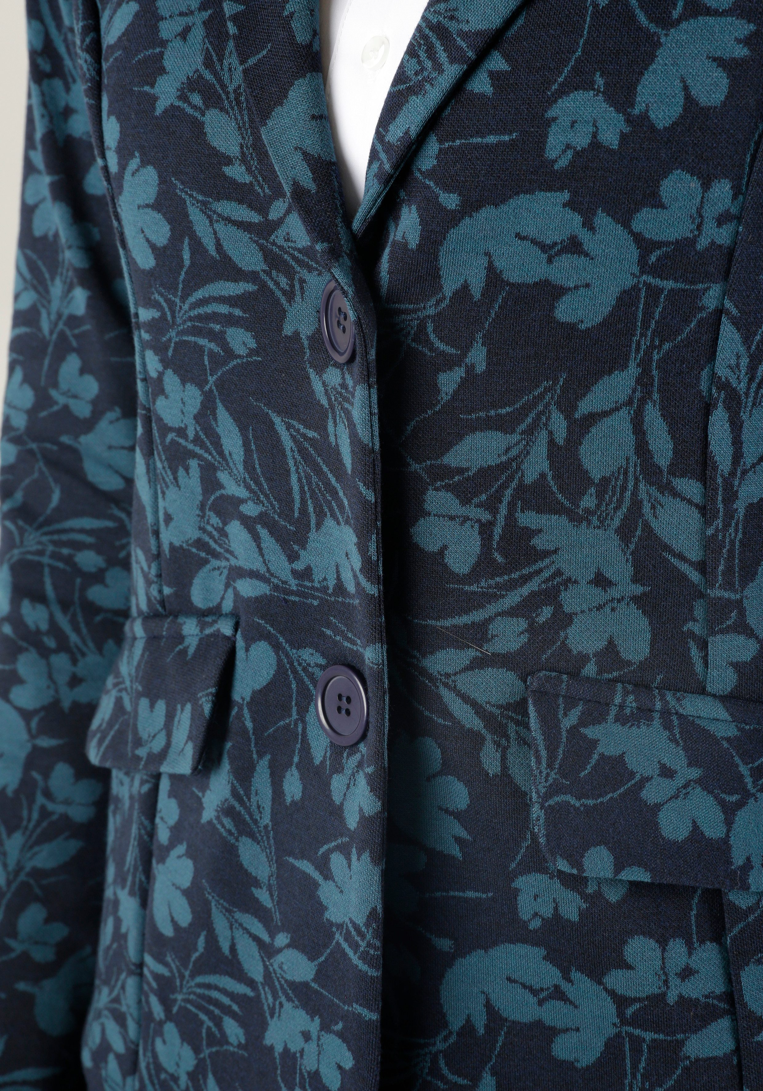 Aniston SELECTED Korte blazer met kleurharmonisch jacquard-bloemenmotief