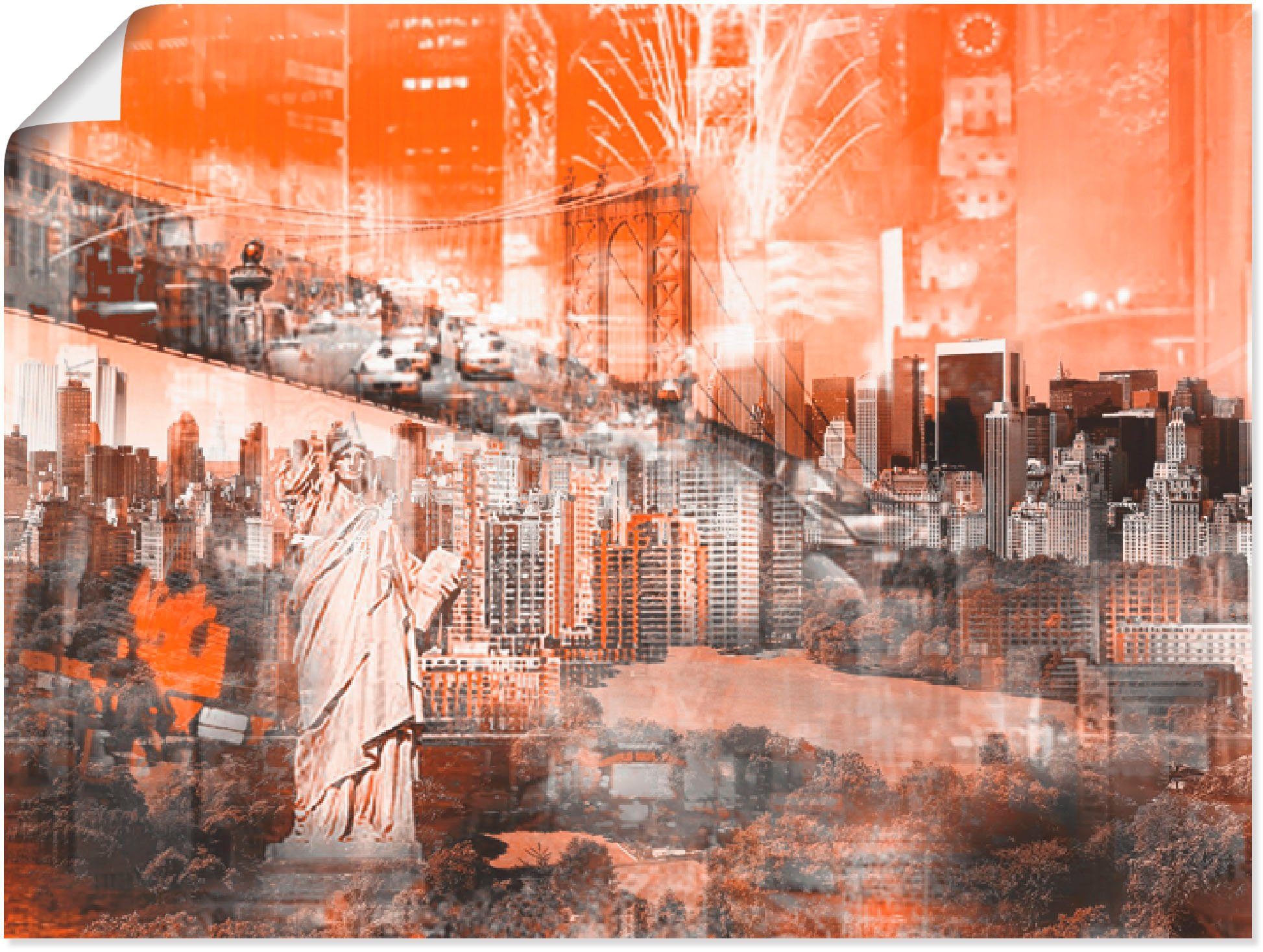 Artland Artprint New York skyline collage III in vele afmetingen & productsoorten -artprint op linnen, poster, muursticker / wandfolie ook geschikt voor de badkamer (1 stuk)