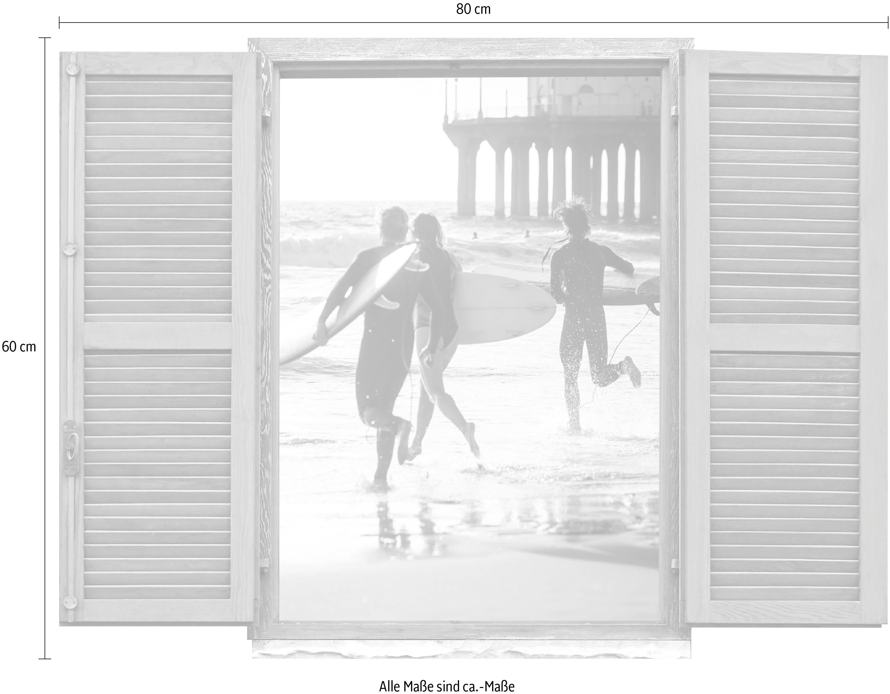 queence Wandfolie Surfer Muursticker, muurdecoratie, zelfklevend, 3D, raam (1 stuk)