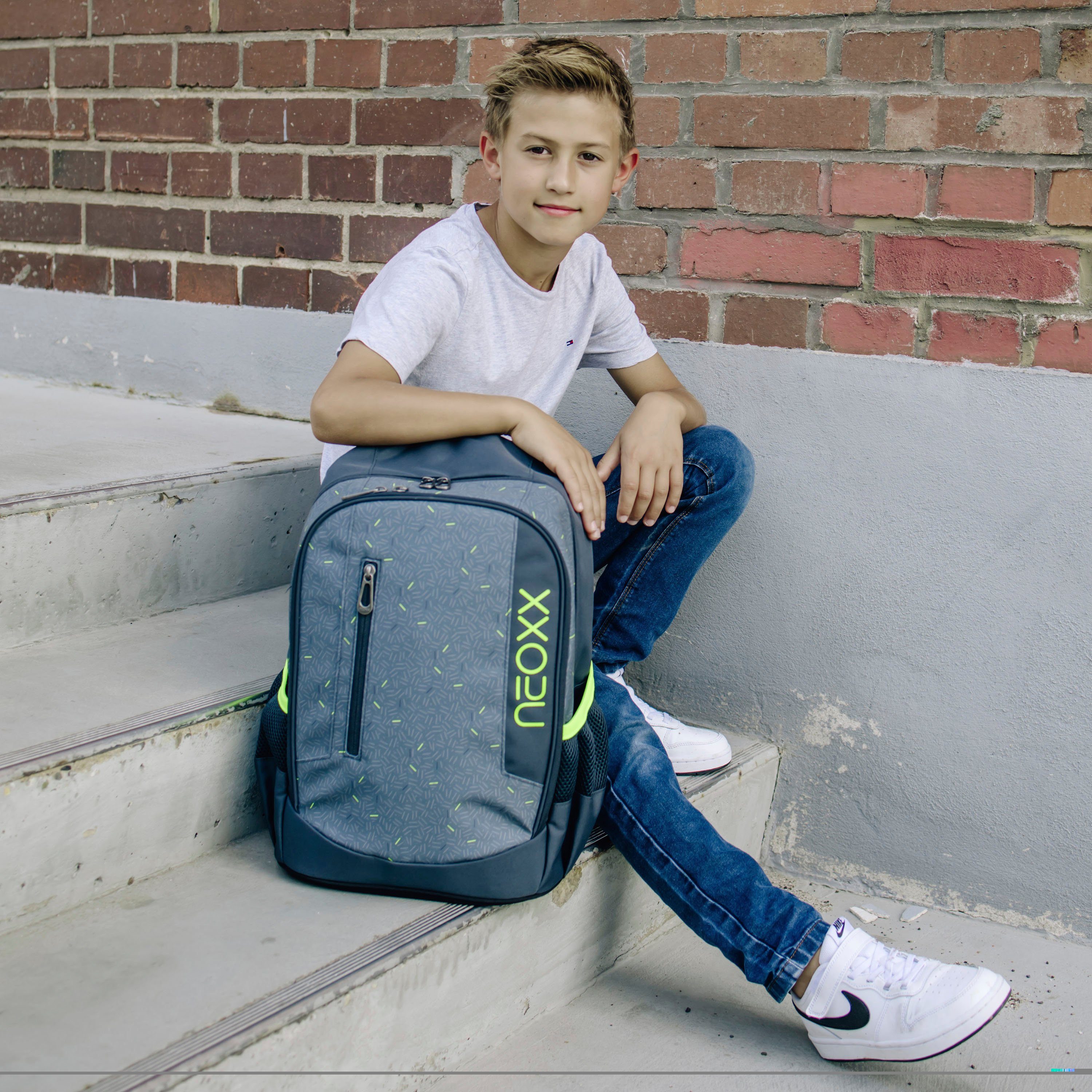 neoxx Schoolrugzak Flow, Boom gedeeltelijk van gerecycled materiaal