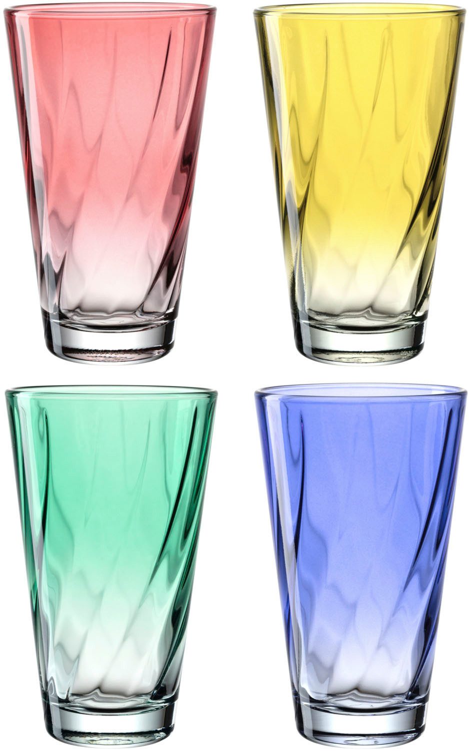 LEONARDO Glazenset Drinkglas, TWIST, 300 ml, gekleurd assorti, 4-delig set (set, 4-delig)