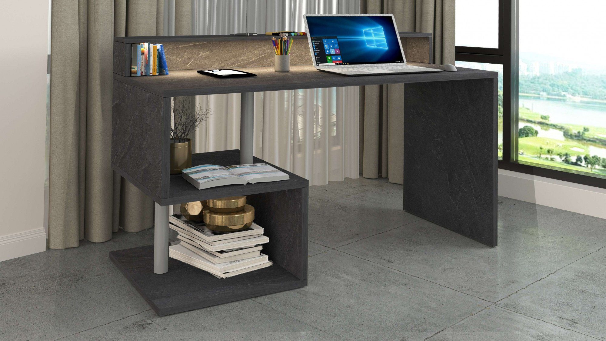 INOSIGN Bureau Essence, modern ontwerp in verschillende breedtes, met en zonder monitorsteun, gemaakt in italië