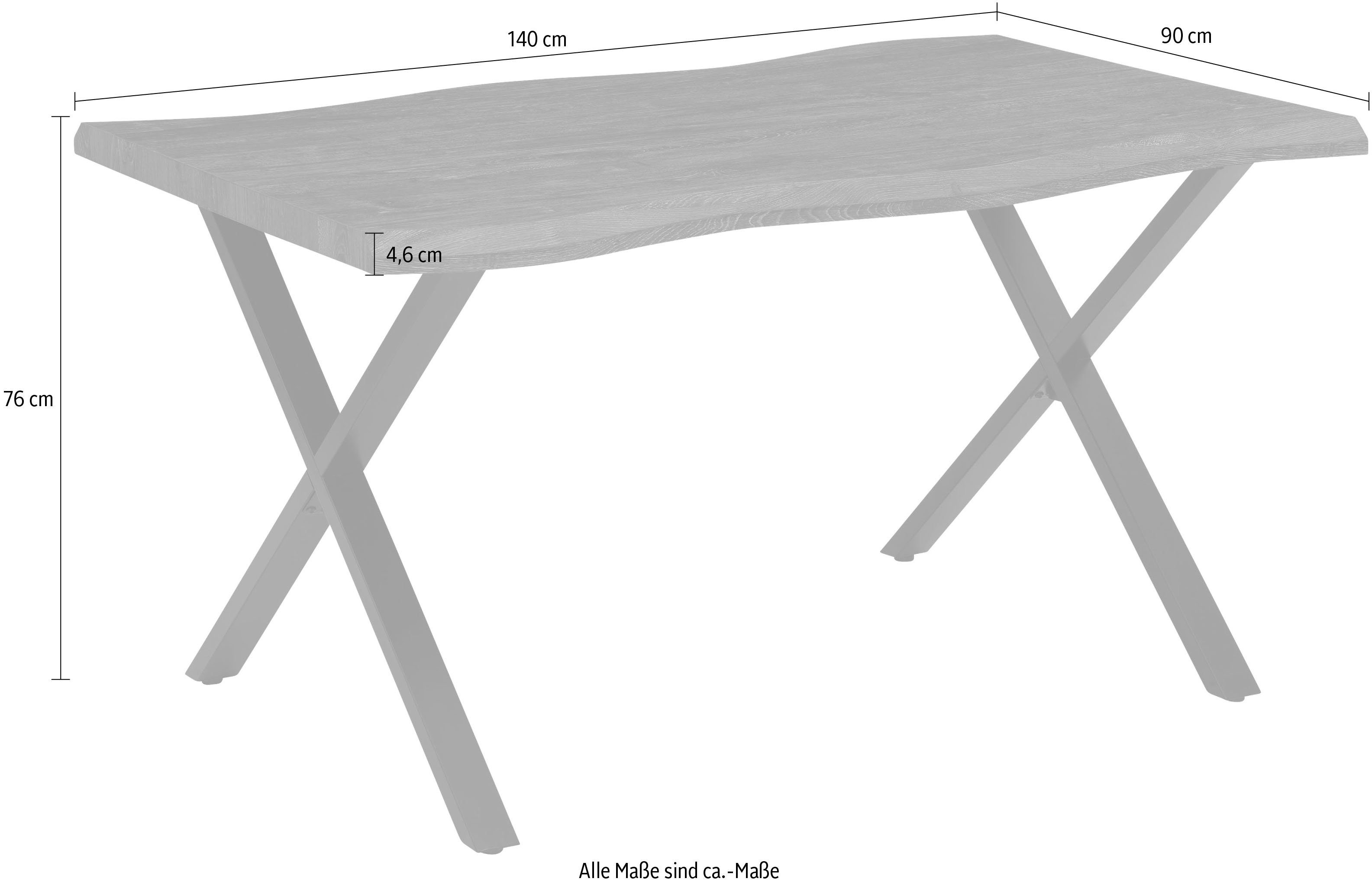 HELA Eettafel GRETA BESTSELLER Boomrandtafel (nabootsing), verschillende maten, 46mm dikte, keukentafel