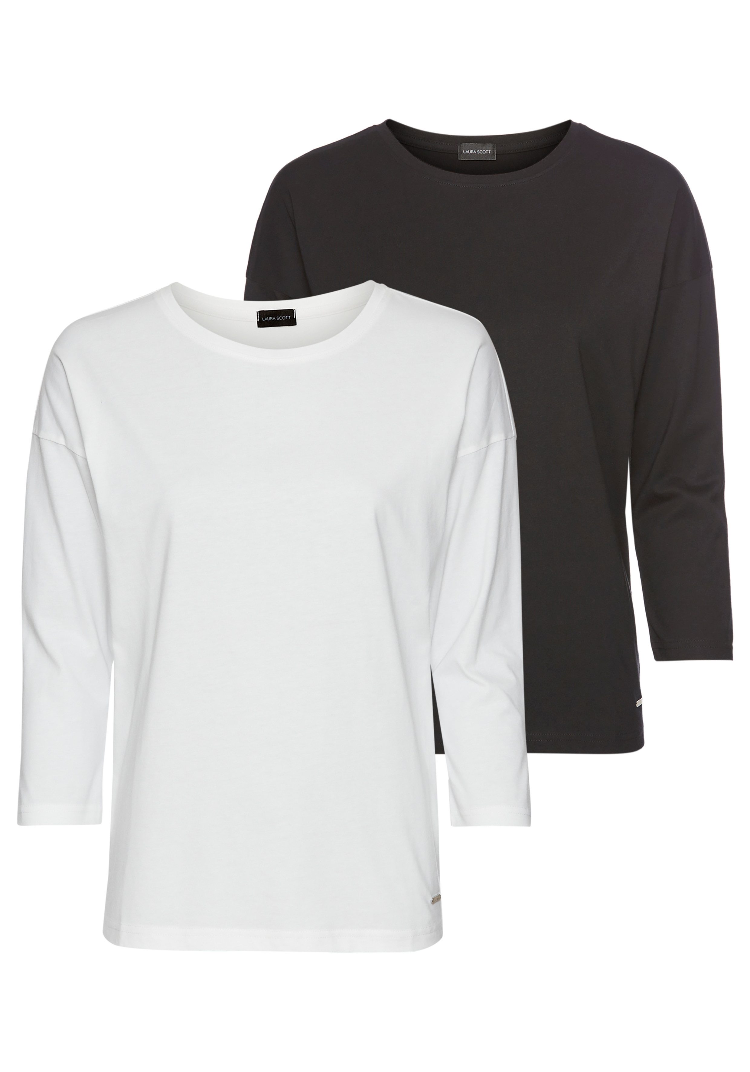 Laura Scott Shirt met 3/4 mouwen met casual pasvorm (2 stuks)