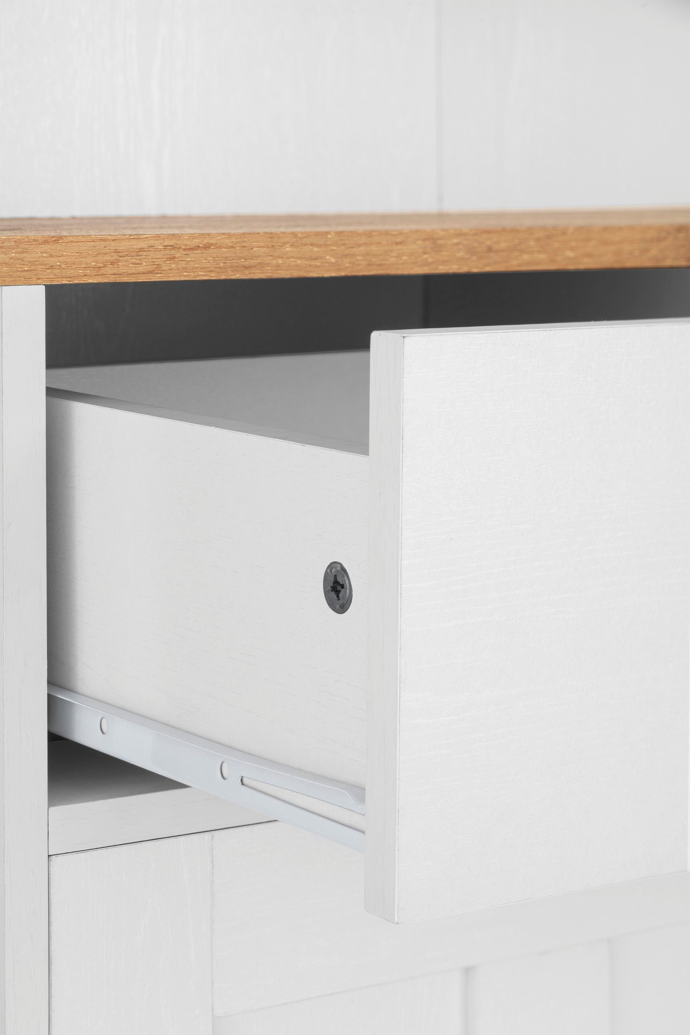 Home affaire Buffetkast Kate Breedte 128 cm, met glasdeuren en houten deuren, metalen grepen, hoogte 182 cm