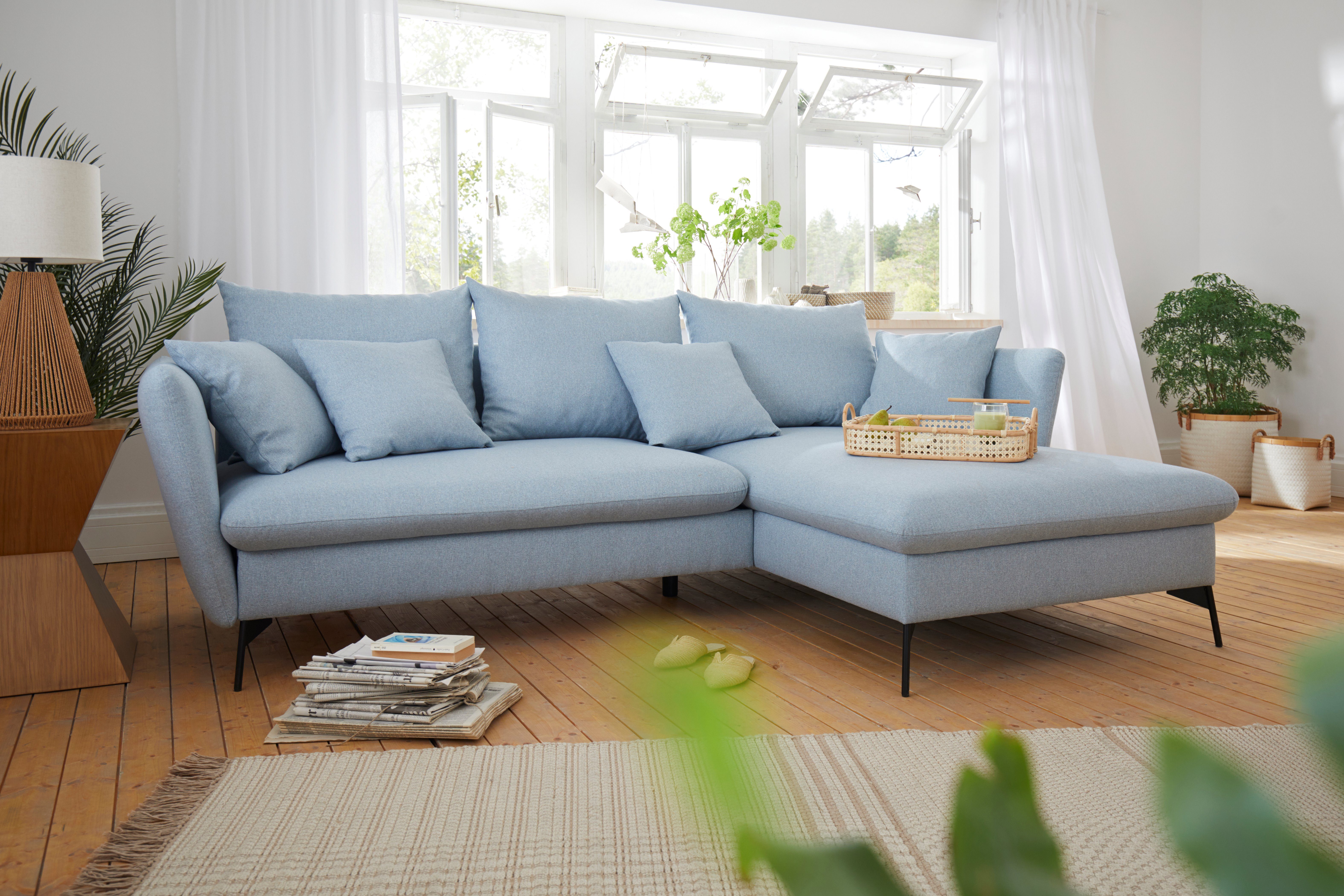 andas Hoekbank LIVORNO,258 cm, L-model, Slaapfunctie en bedlade (139/224 cm), fluweel, structuur, geweven stof