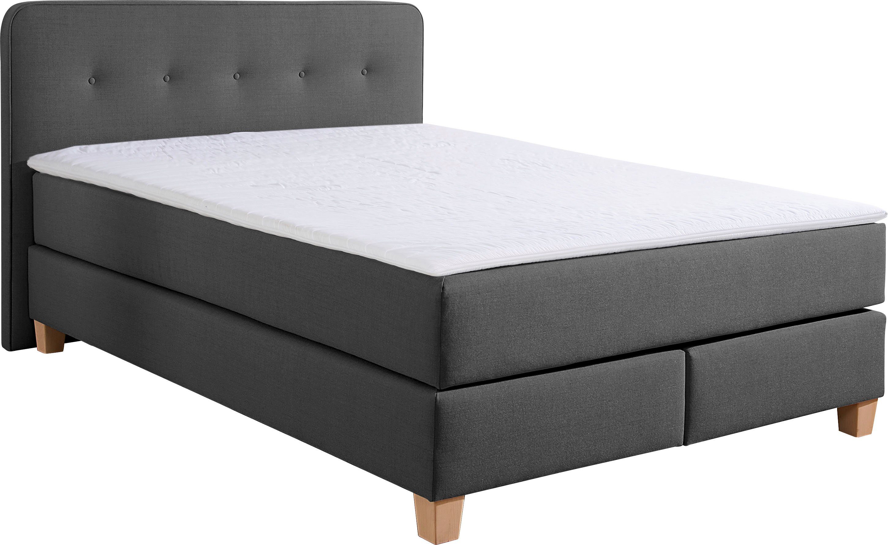 Home affaire Boxspring Fargo inclusief topper, in 3 soorten matrassen, in fluweel of structuurstof