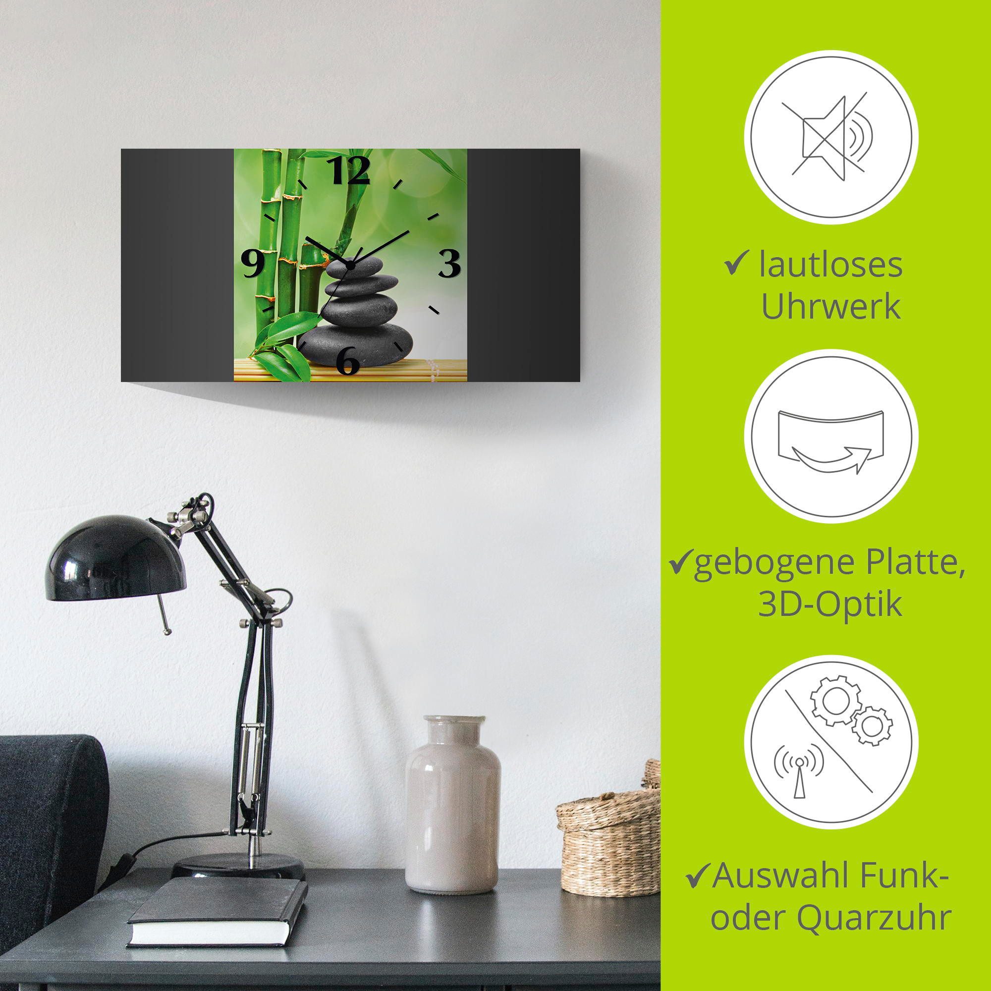 Artland Wandklok Spa concept zen basaltstenen 3d-look geschulpt, met kwarts- of radiografisch uurwerk, verschillende maten